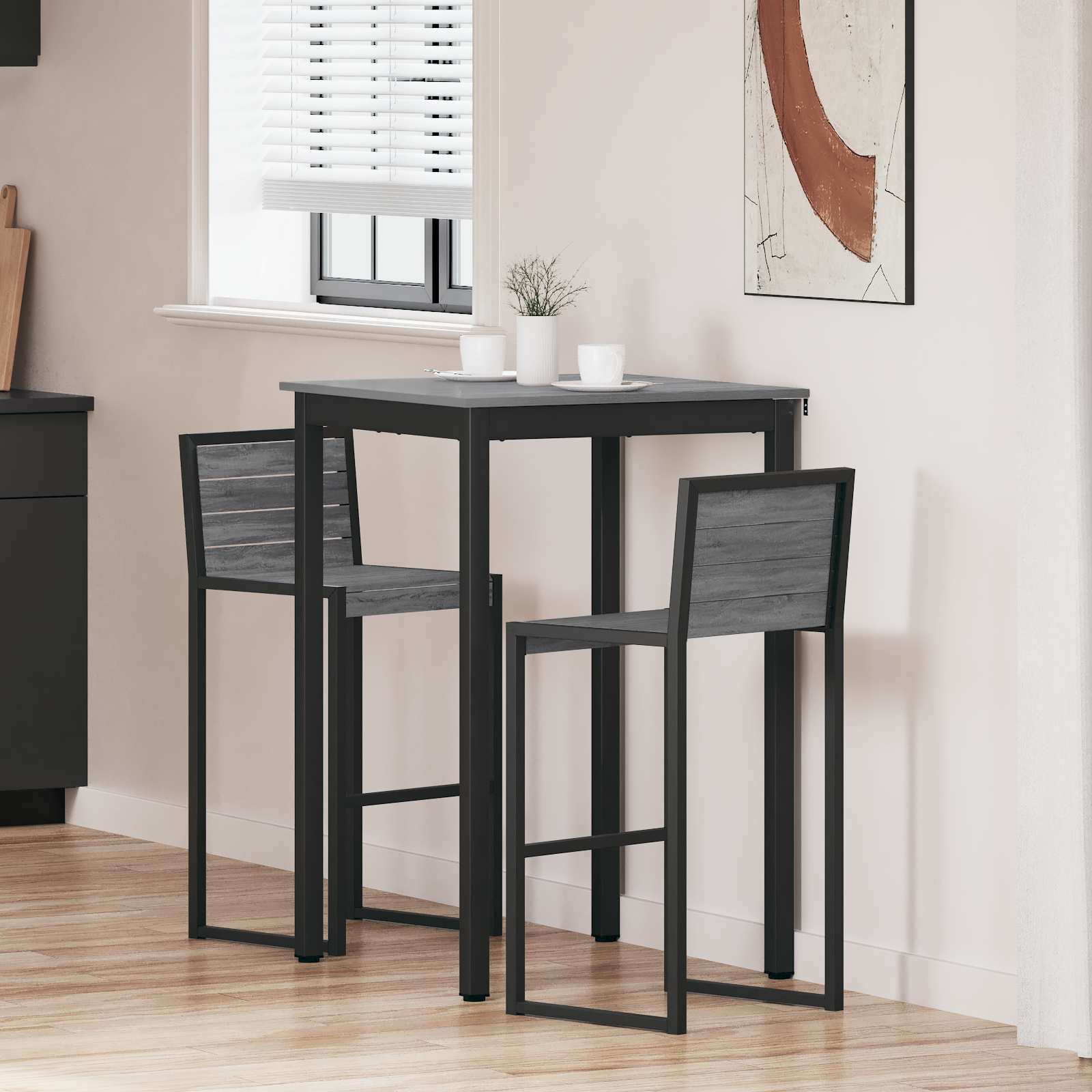 vidaXL Standing Bar Table Engineered Wood Square 1