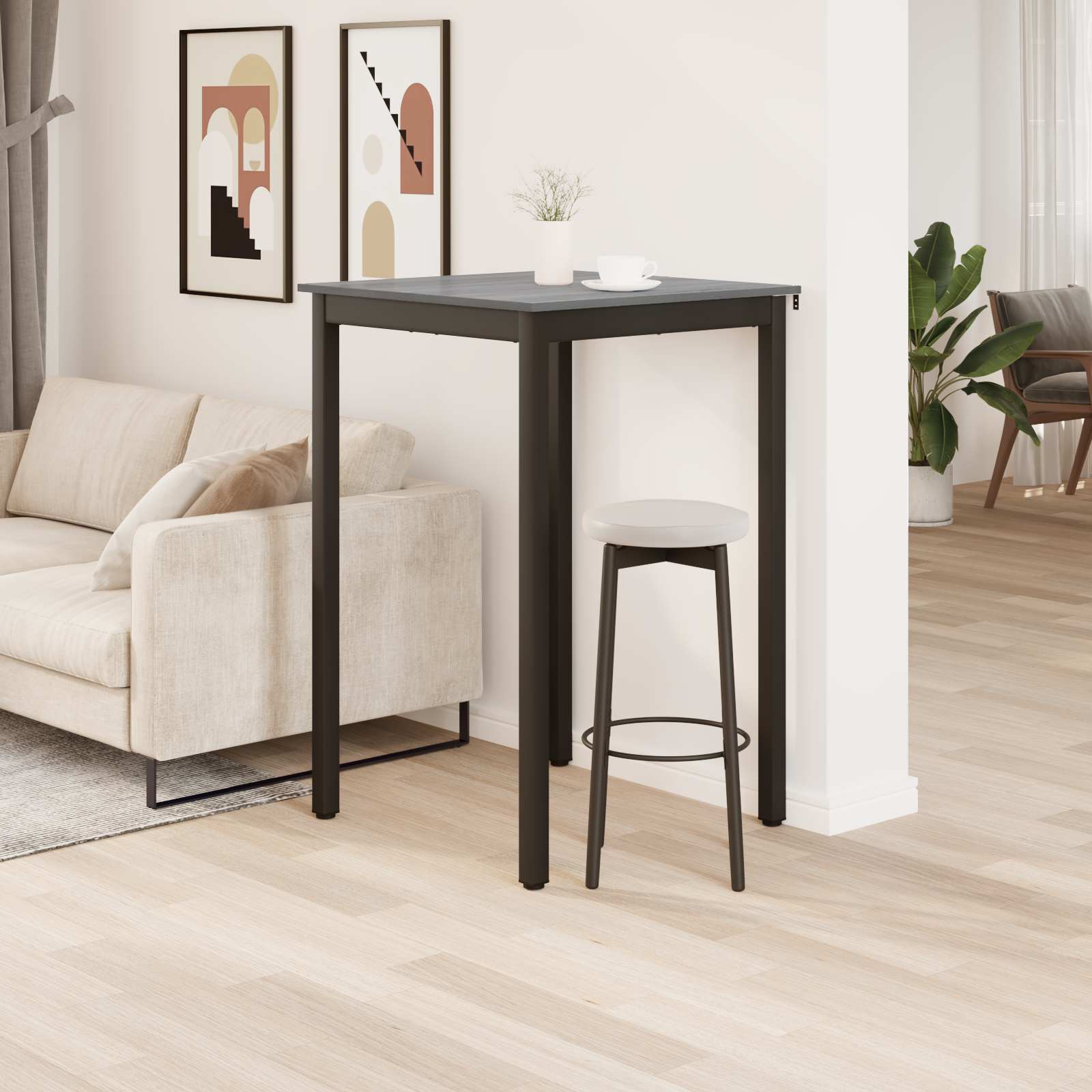 vidaXL Standing Bar Table Engineered Wood Square 4