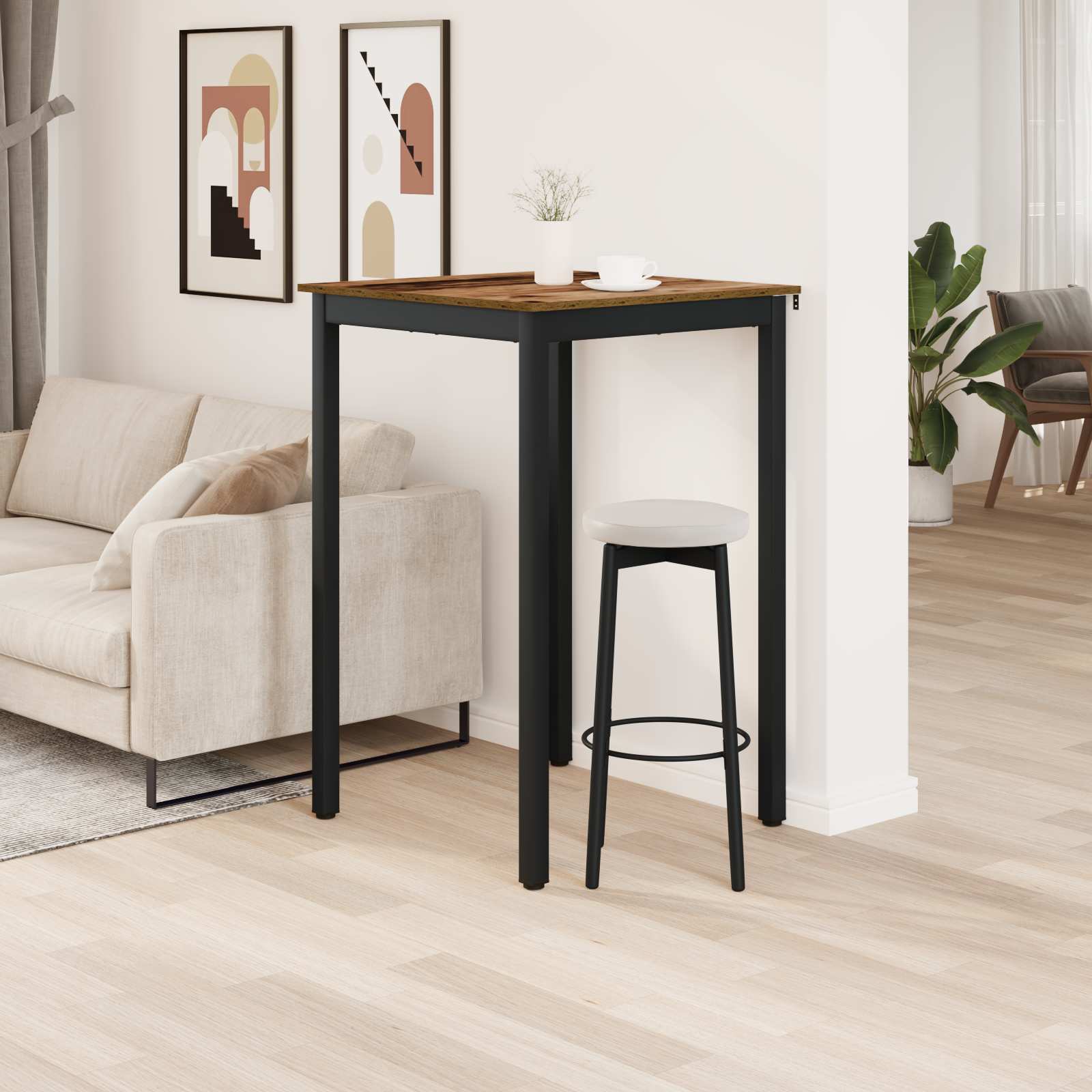 vidaXL Standing Bar Table Engineered Wood Square 4