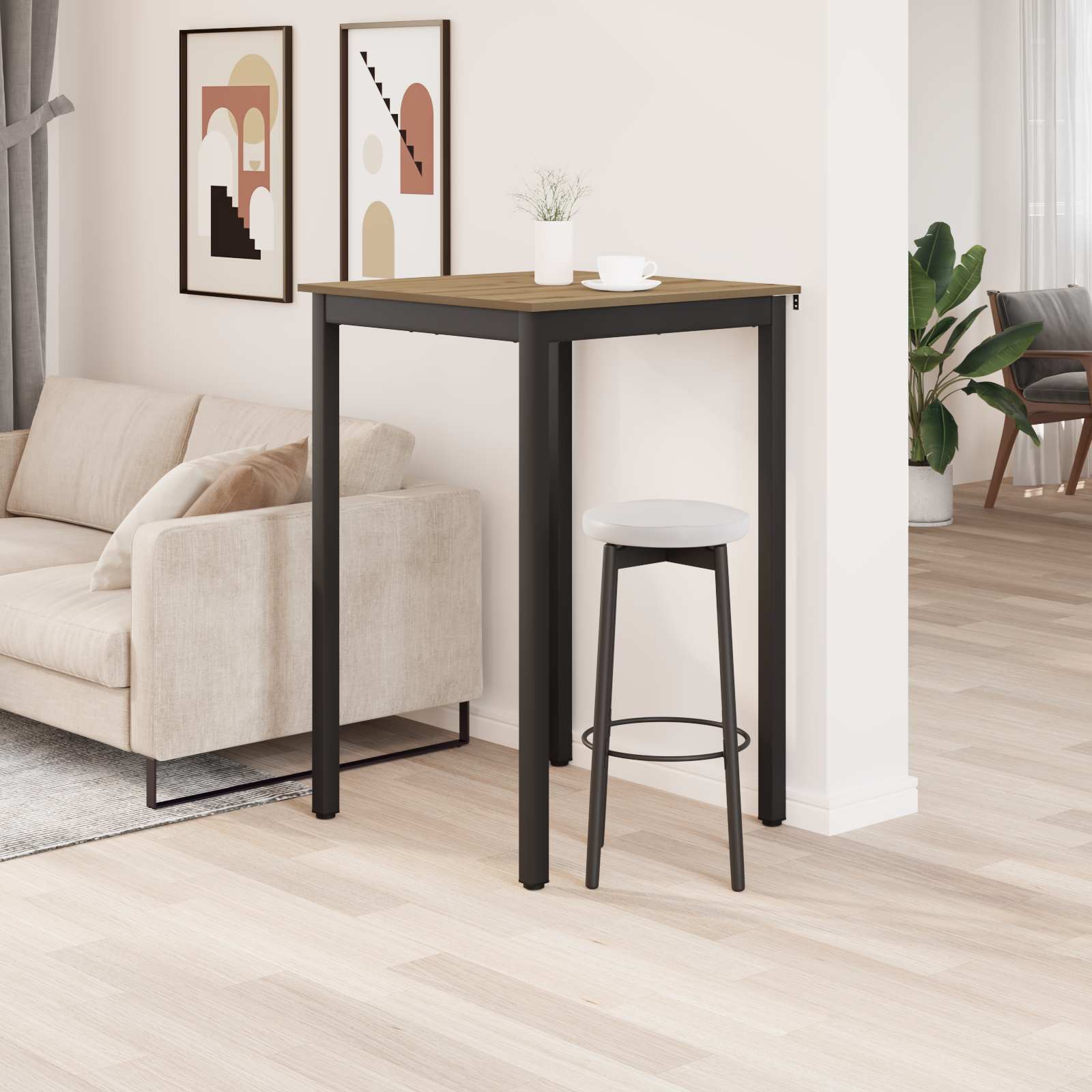 vidaXL Standing Bar Table Engineered Wood Square 4