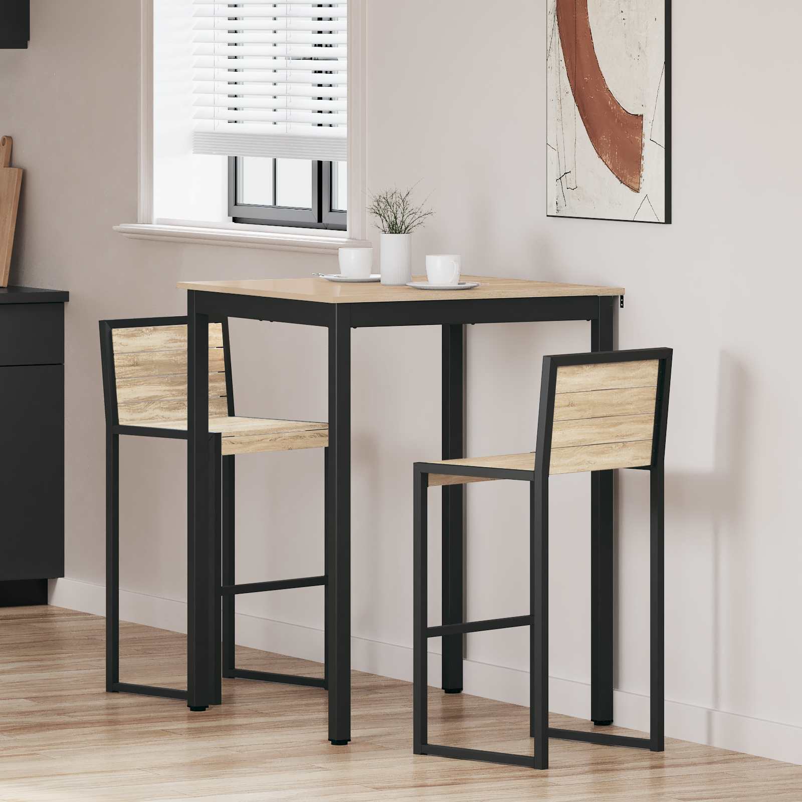 vidaXL Standing Bar Table Engineered Wood Square 1