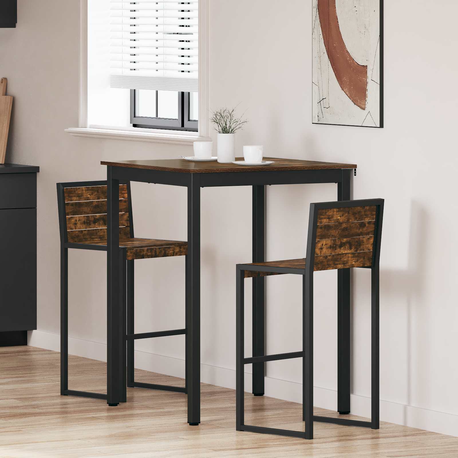 vidaXL Standing Bar Table Engineered Wood Square 1
