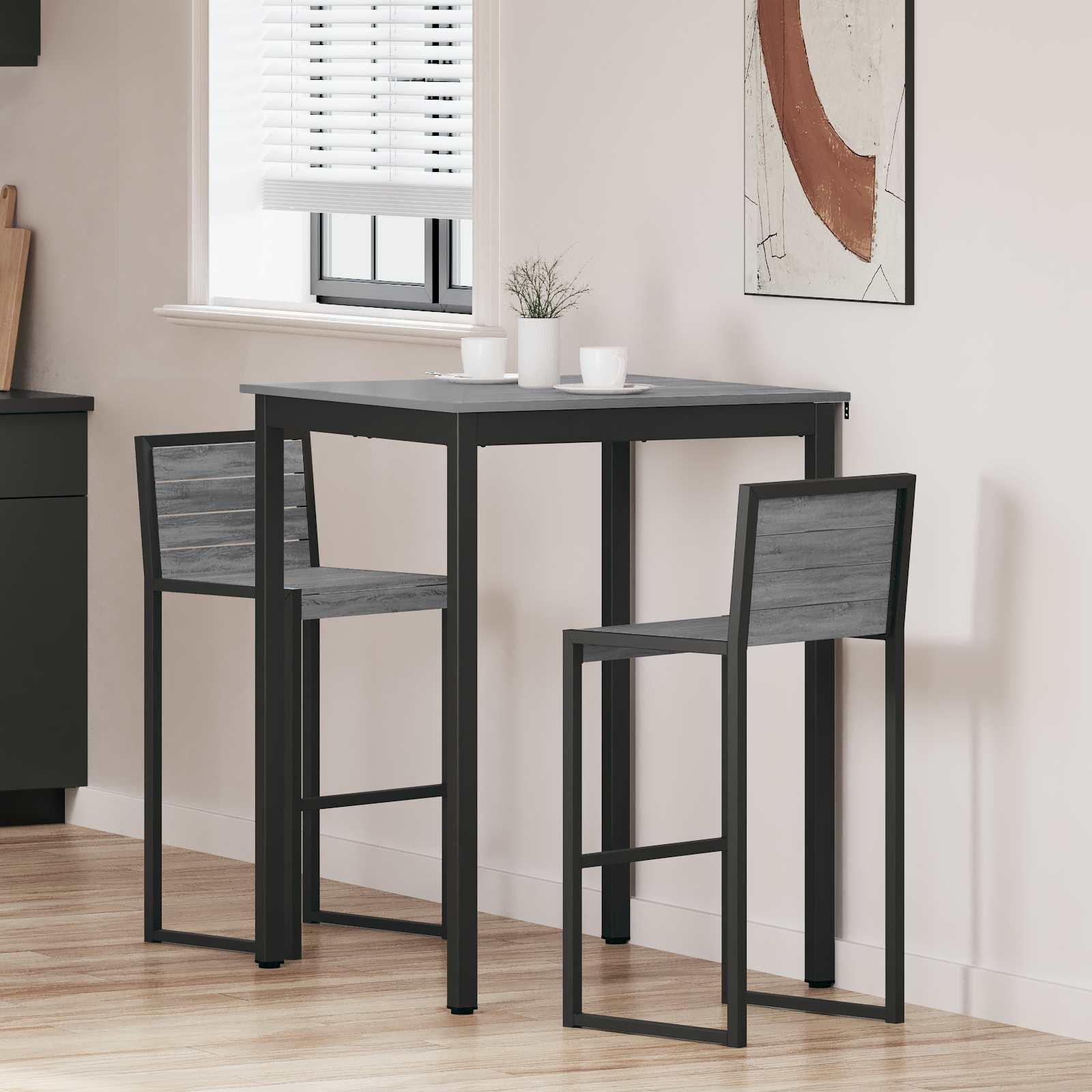 vidaXL Standing Bar Table Engineered Wood Square 1
