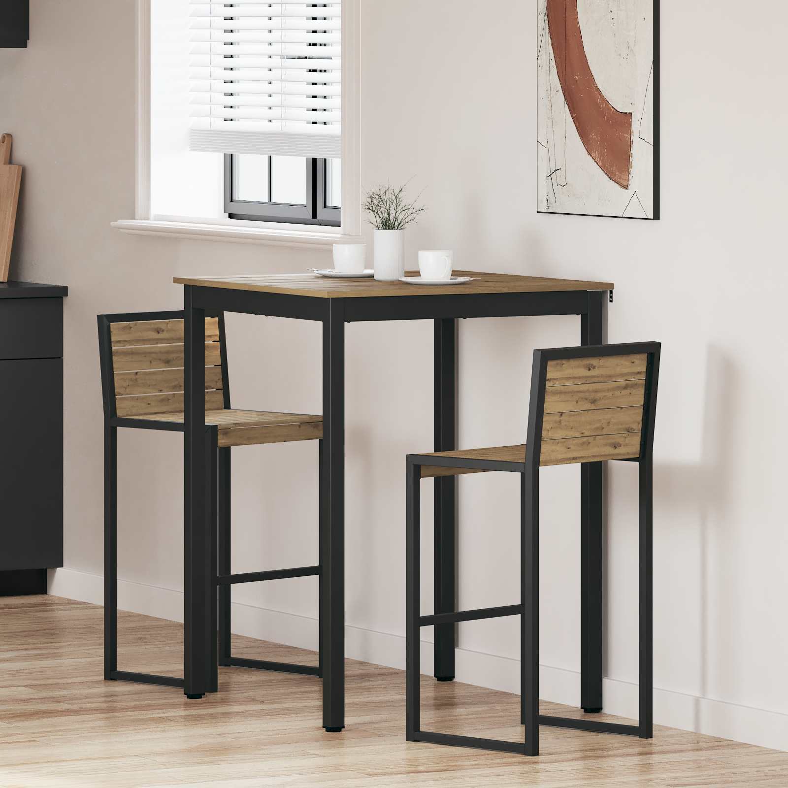 vidaXL Standing Bar Table Engineered Wood Square 1