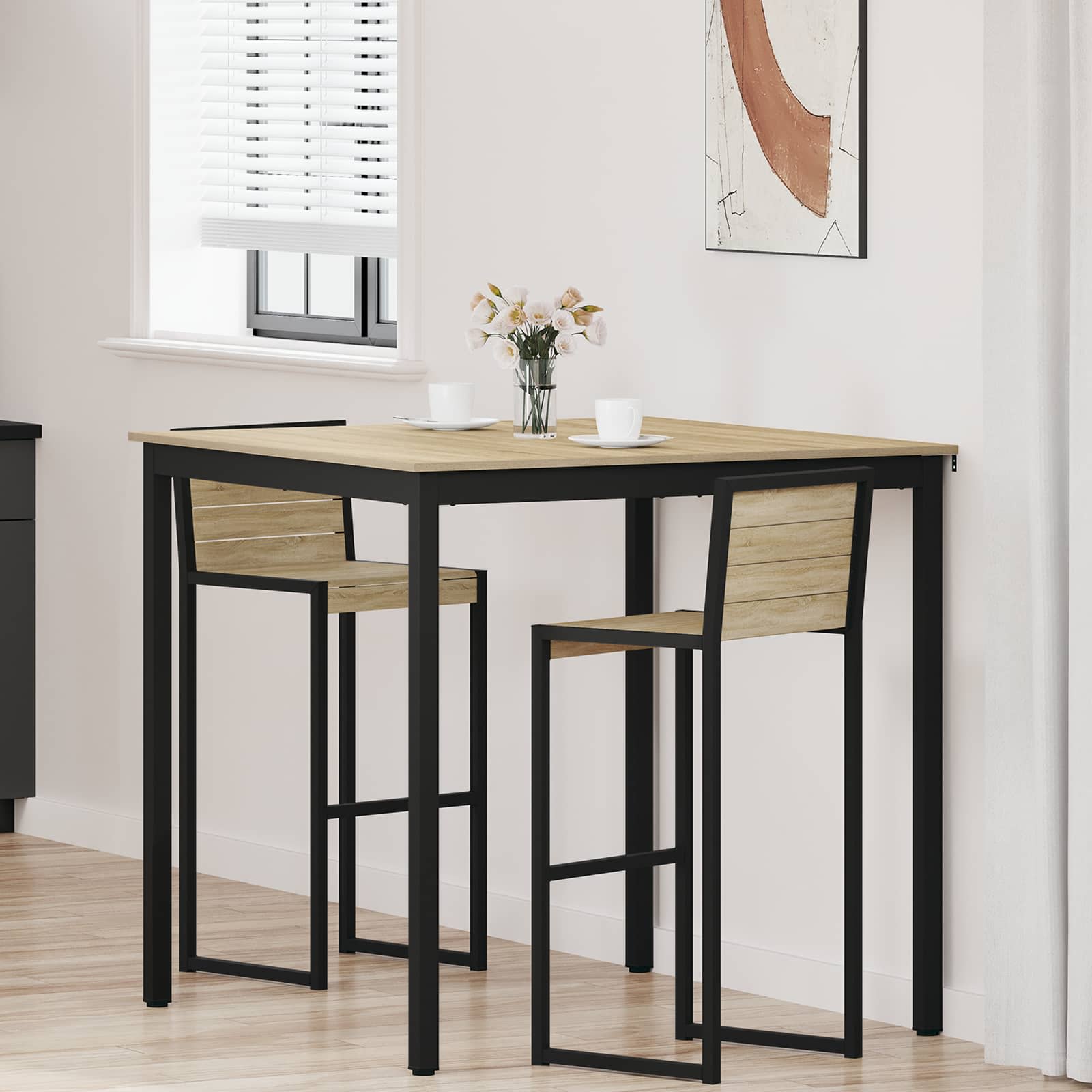 vidaXL Standing Bar Table Engineered Wood Square 1