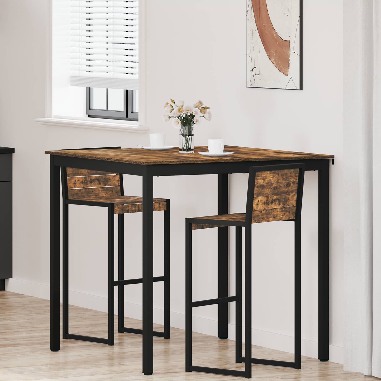 vidaXL Standing Bar Table Engineered Wood Square 1