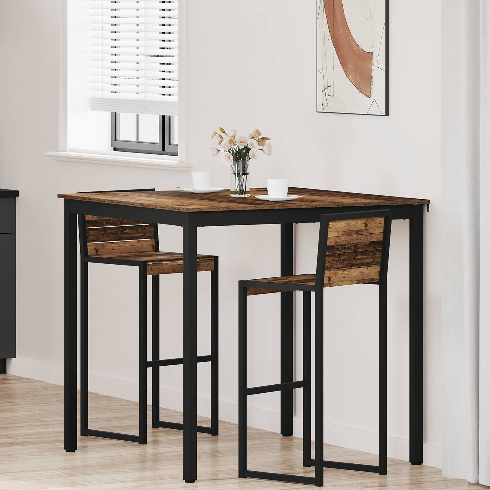 vidaXL Standing Bar Table Engineered Wood Square 1