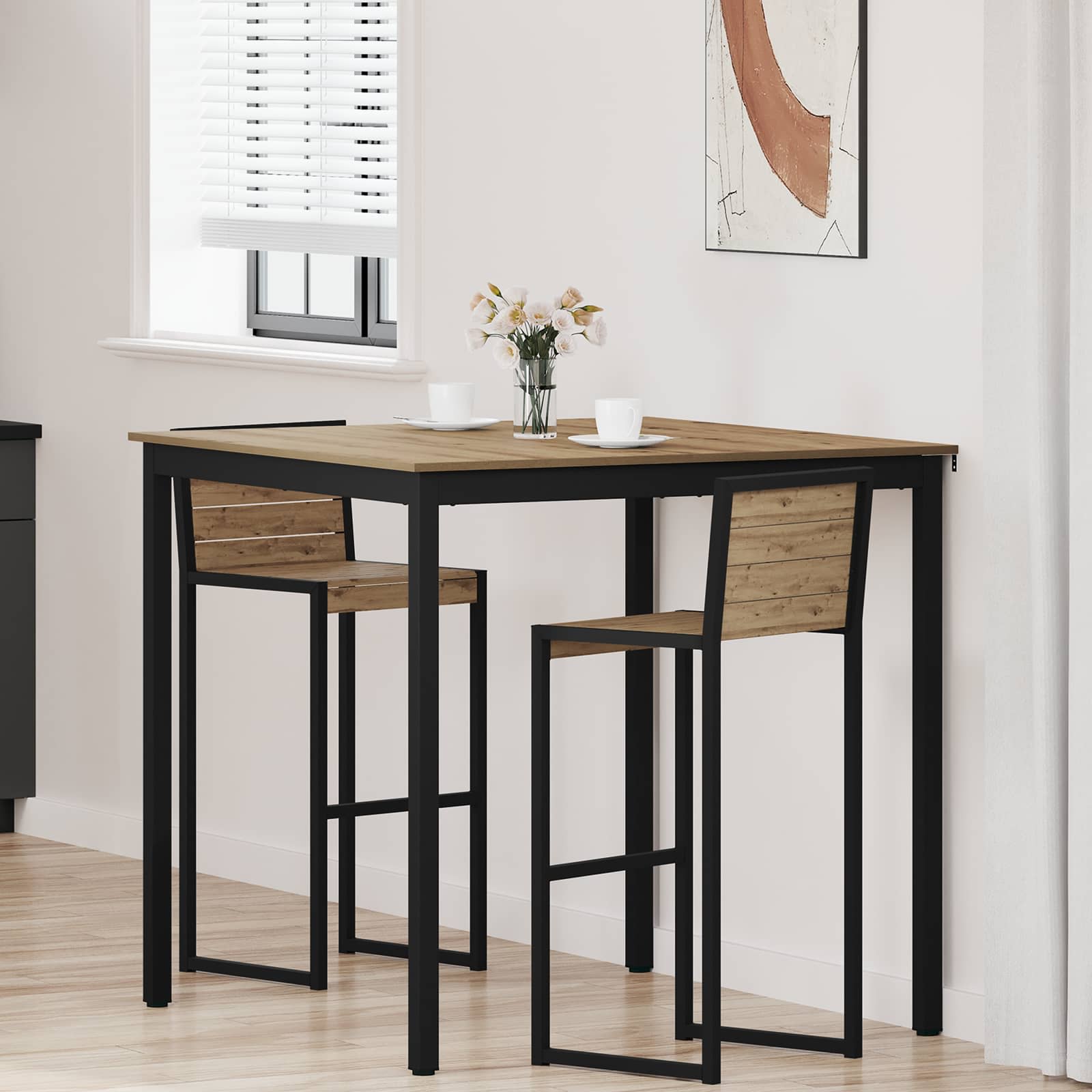 vidaXL Standing Bar Table Engineered Wood Square 1