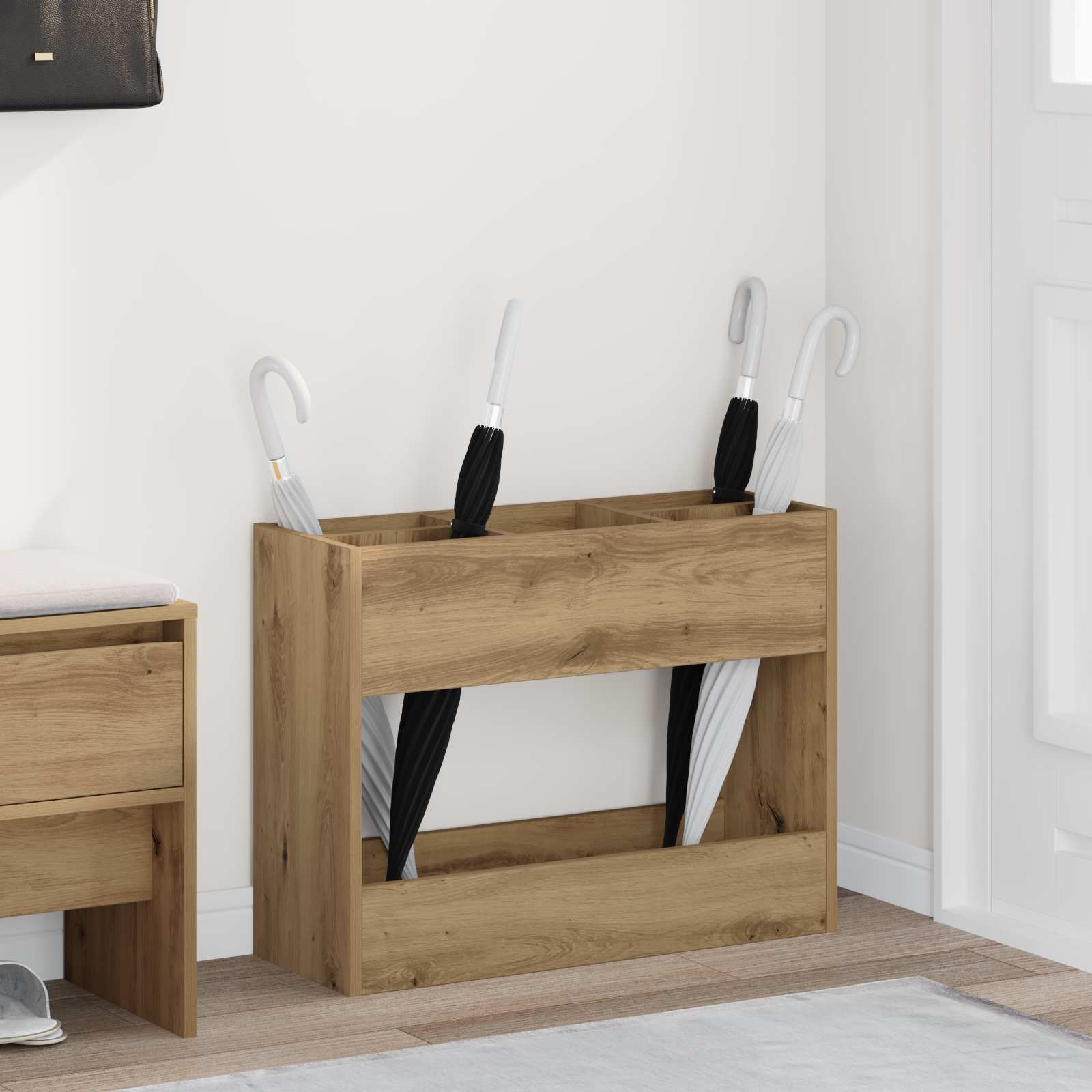vidaXL Umbrella Stand Artisan Oak 65 x 24 x 50 cm Engineered Wood 1