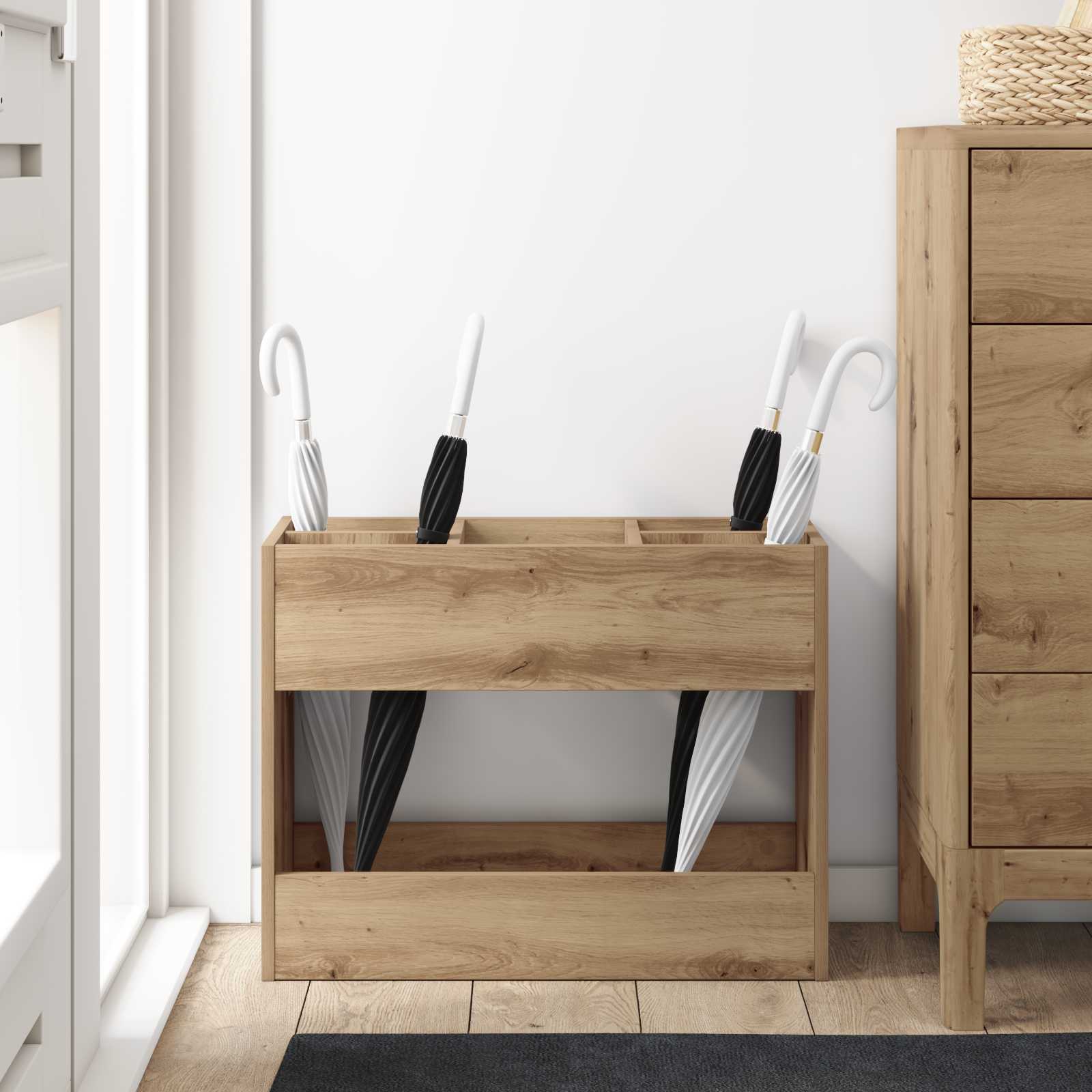 vidaXL Umbrella Stand Artisan Oak 65 x 24 x 50 cm Engineered Wood 4