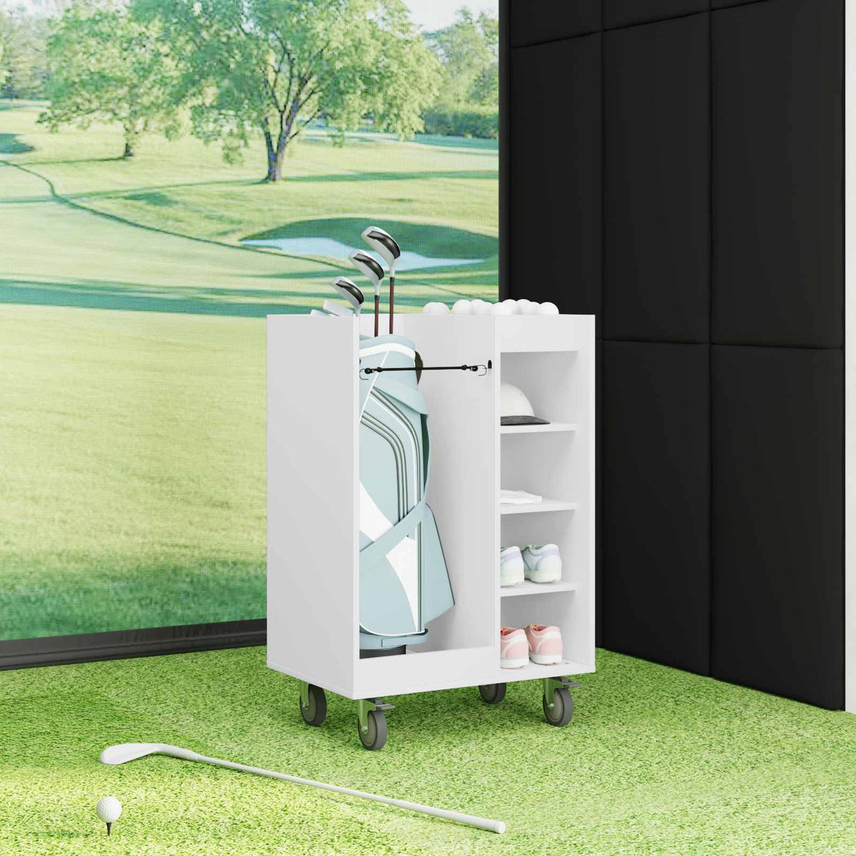Golf Cabinet with Wheel Plain 65 x 45 x 98 cm White