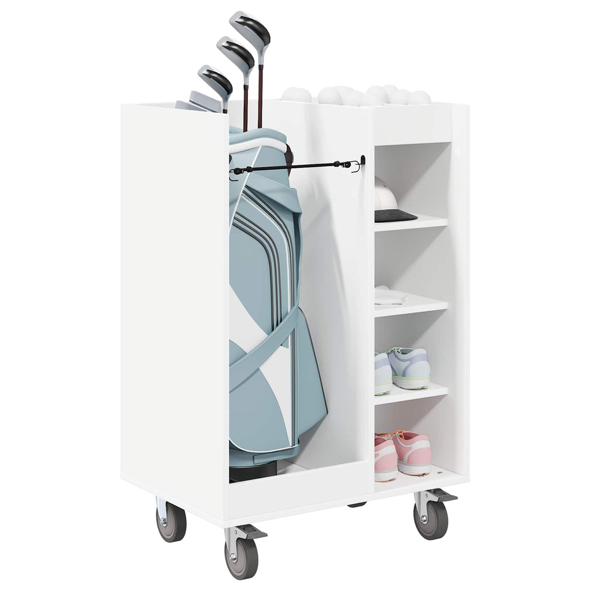 Golf Cabinet with Wheel Plain 65 x 45 x 98 cm White