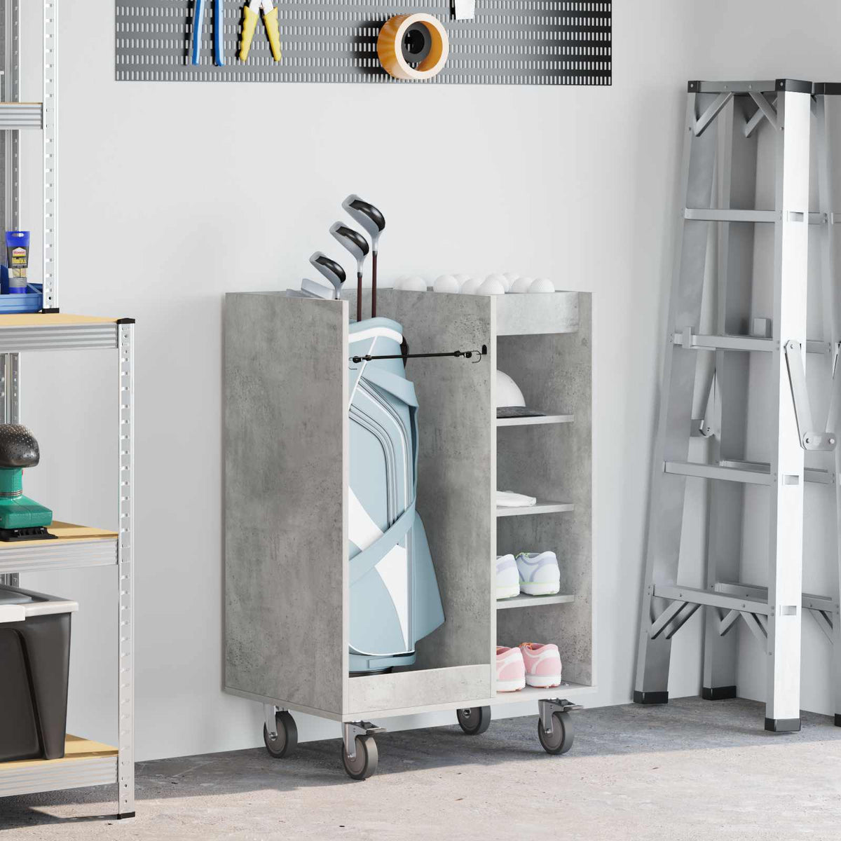 Golf Cabinet with Wheel Plain 65 x 45 x 98 cm Concrete grey