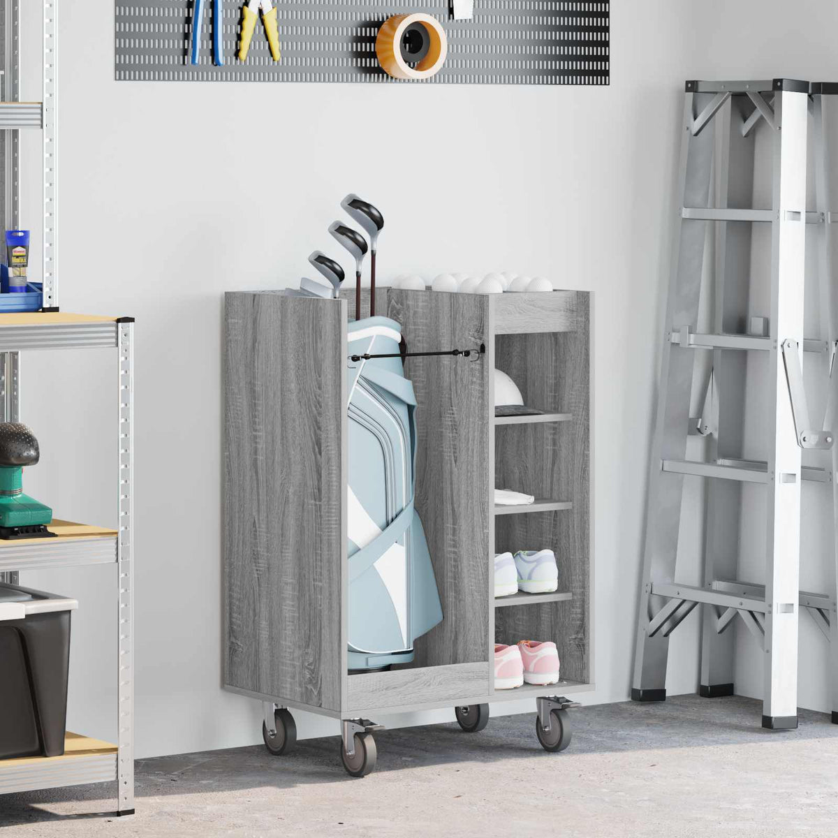 Golf Cabinet with Wheel Plain 65 x 45 x 98 cm Grey sonoma