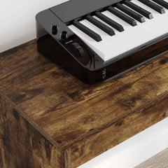 vidaXL Keyboard Stand Smoked Oak 100 x 32 x 64 cm Engineered Wood 4