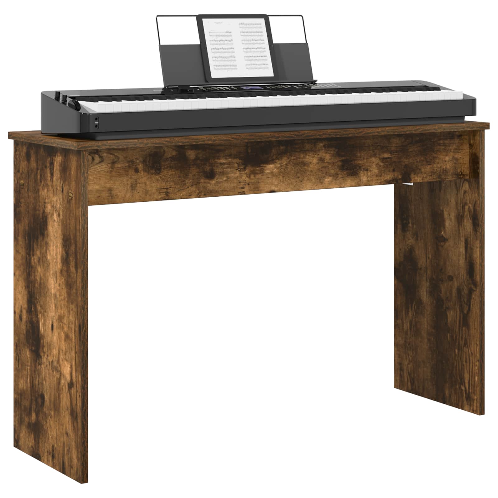 vidaXL Keyboard Stand Smoked Oak 100 x 32 x 64 cm Engineered Wood 3