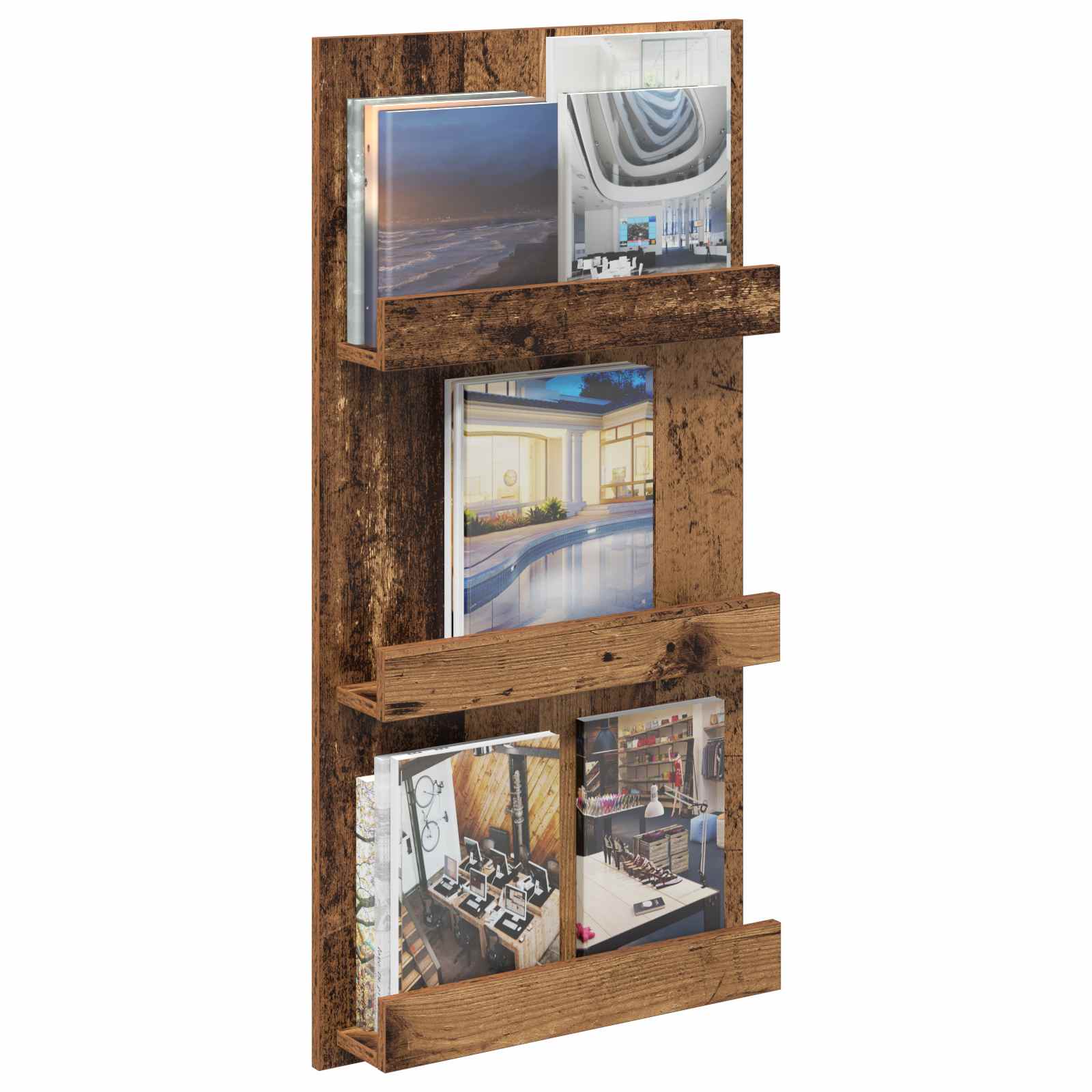 vidaXL Magazine Rack Old Wood 51 x 11 x 102 cm Engineered Wood 3