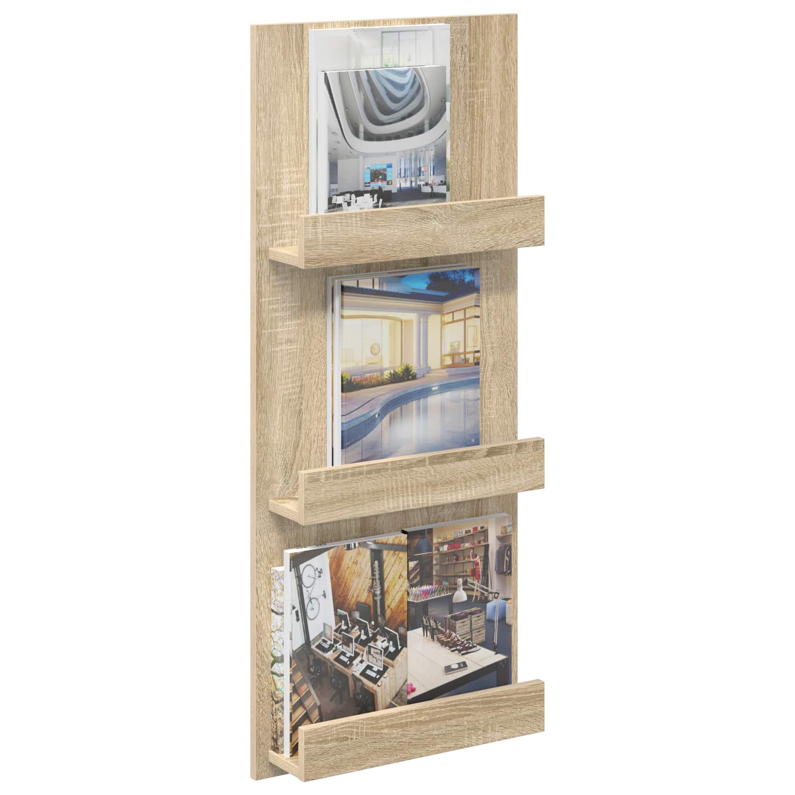 vidaXL Magazine Rack Sonoma Oak 43 x 11 x 102 cm Engineered Wood 3