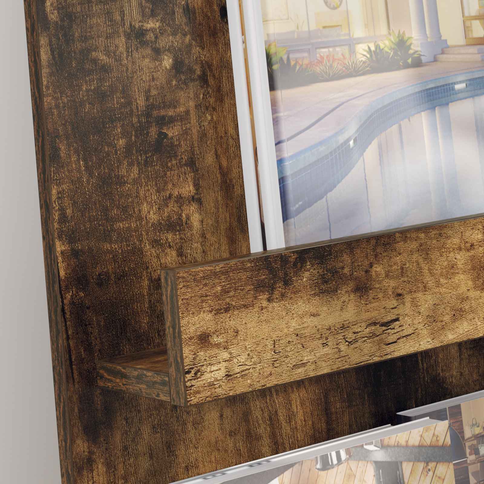 vidaXL Magazine Rack Smoked Oak 43 x 11 x 102 cm Engineered Wood 4