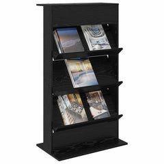 vidaXL Magazine Rack Black Oak 70 x 41 x 126 cm Engineered Wood 3