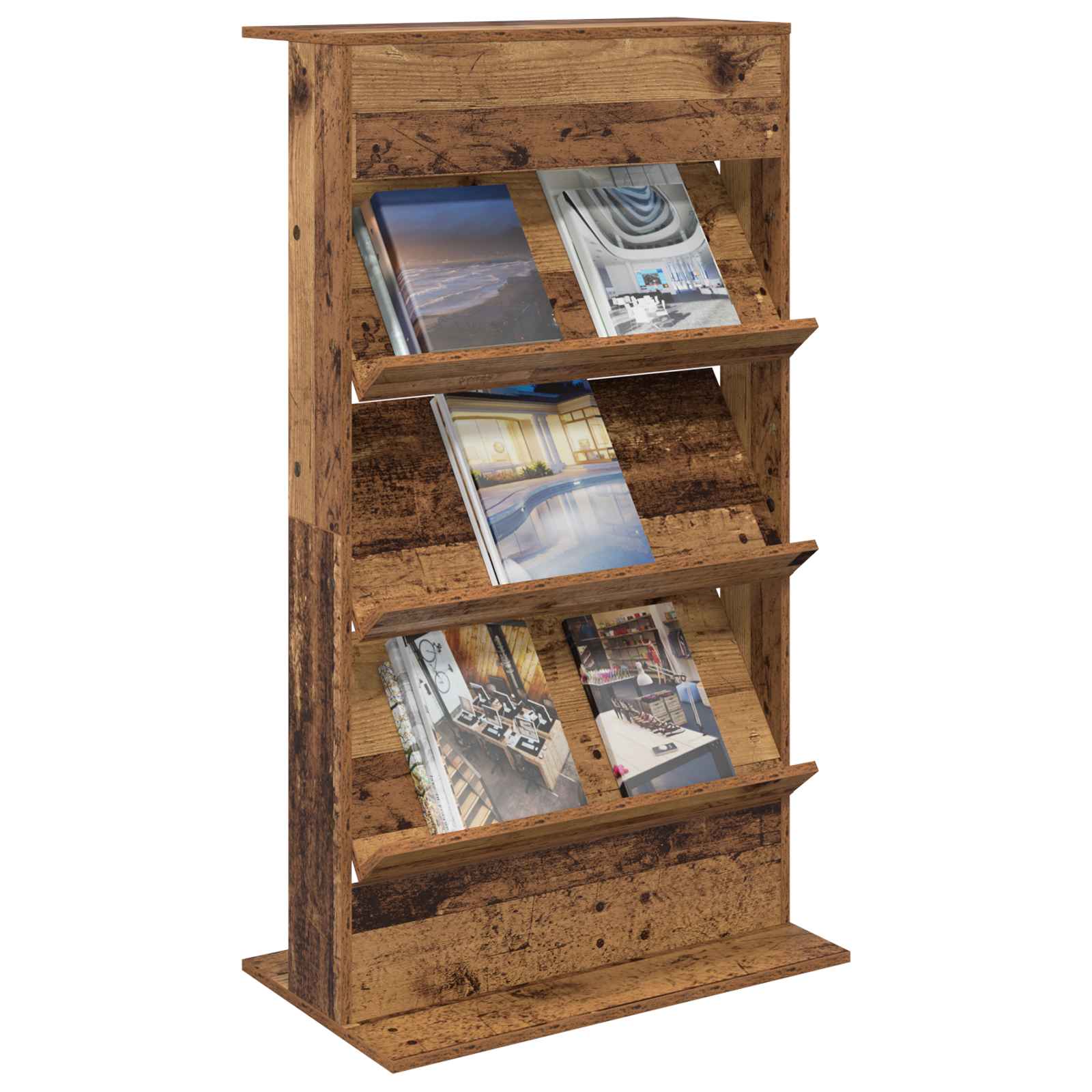 vidaXL Magazine Rack Old Wood 70 x 41 x 126 cm Engineered Wood 3