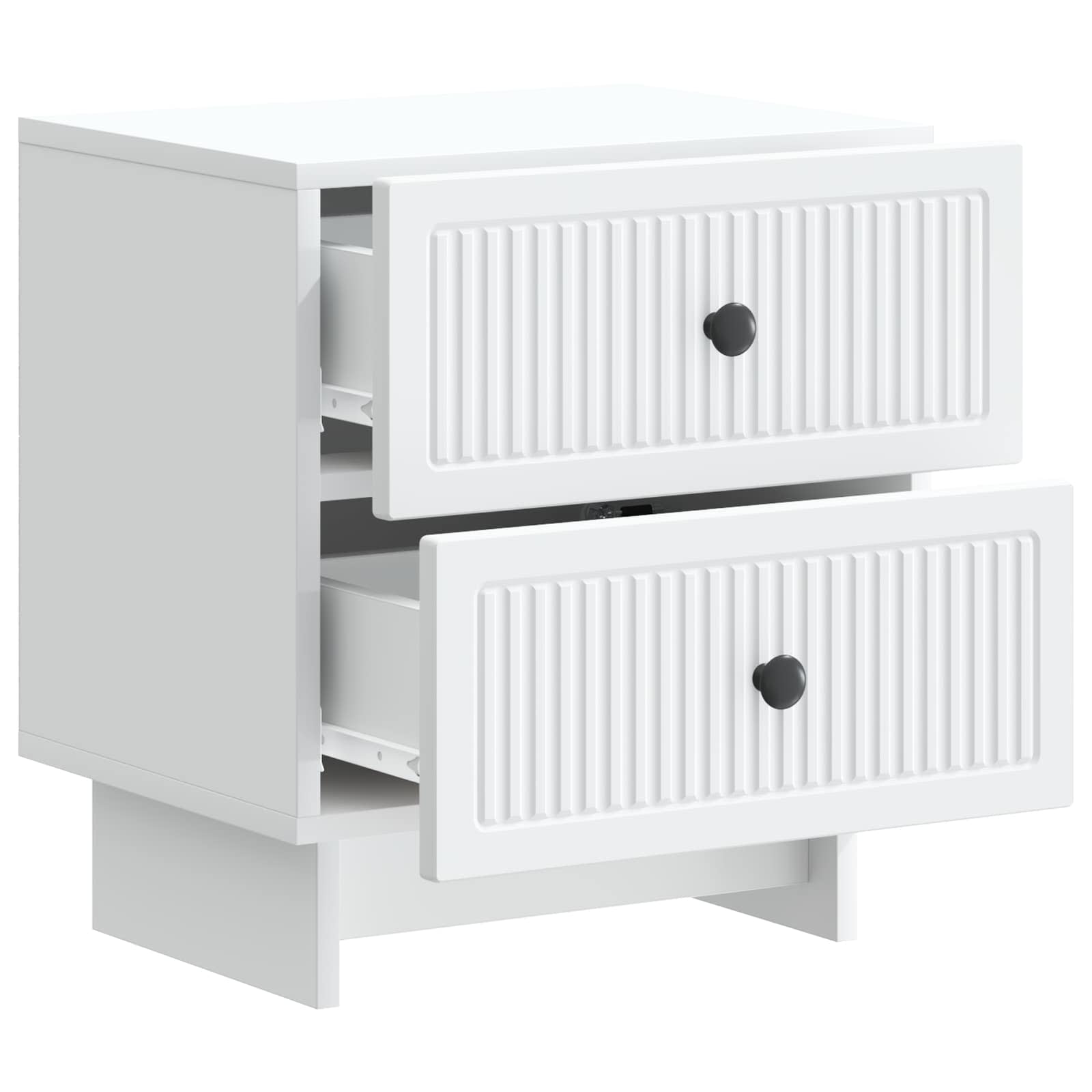 vidaXL Bedside Cabinet 2 pcs White 43 x 34.5 x 47.5 cm Engineered Wood 6