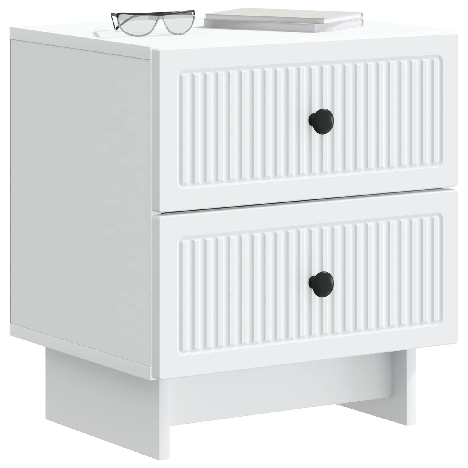 vidaXL Bedside Cabinet 2 pcs White 43 x 34.5 x 47.5 cm Engineered Wood 3