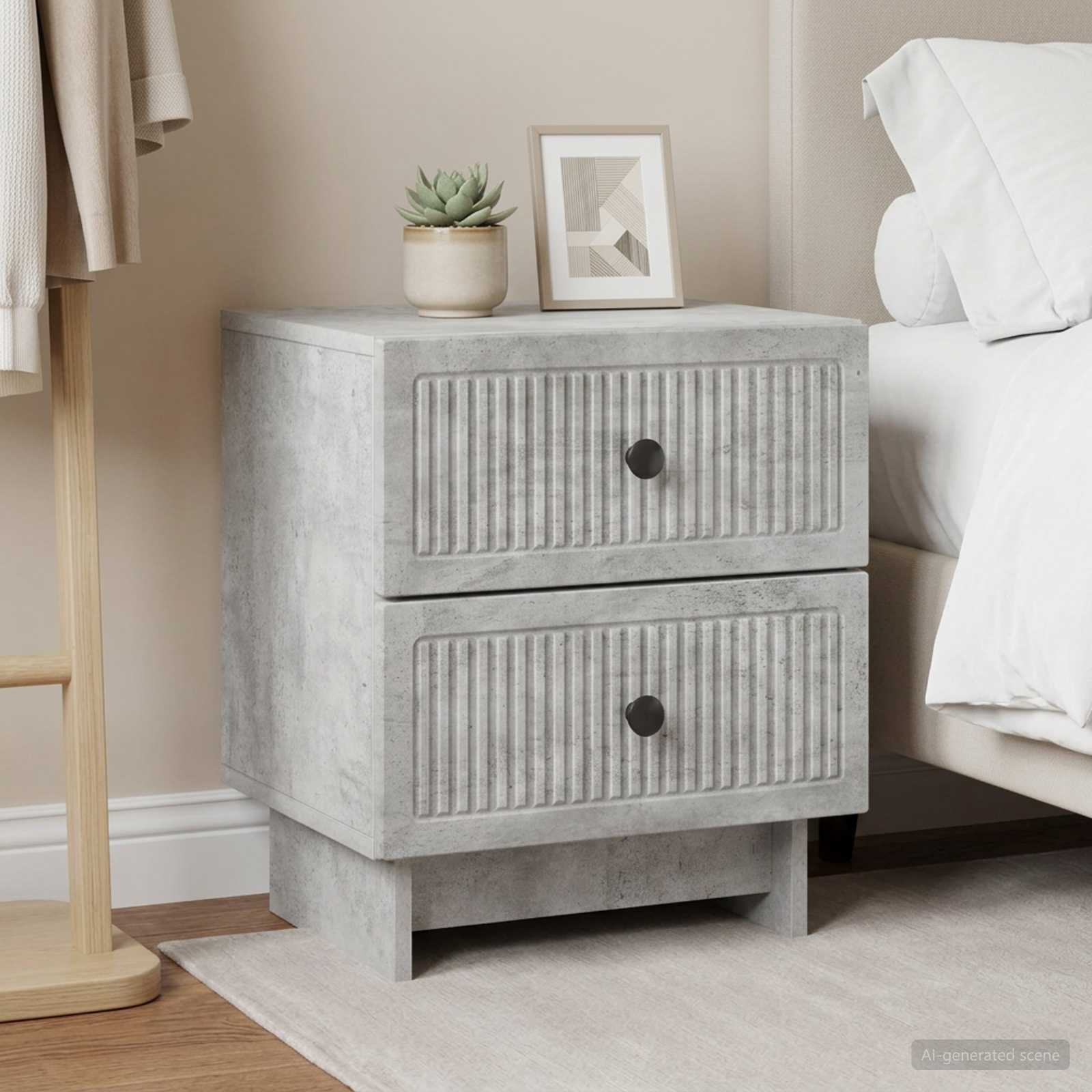 vidaXL Bedside Cabinet 2 pcs Concrete Grey 43 x 34.5 x 47.5 cm 4