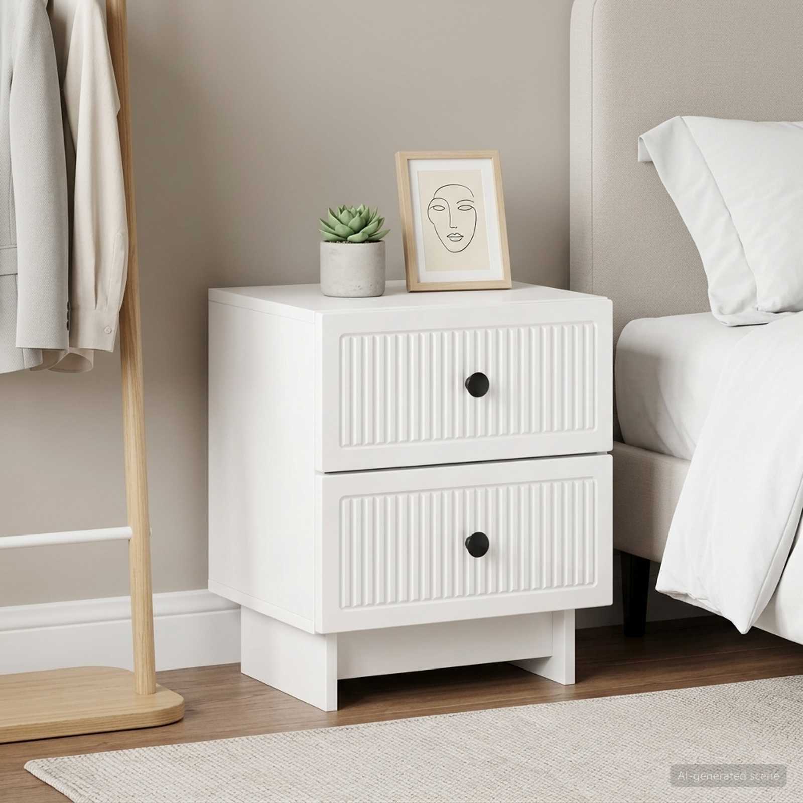 vidaXL Bedside Cabinet 2 pcs High Gloss White 43 x 34.5 x 47.5 cm 1
