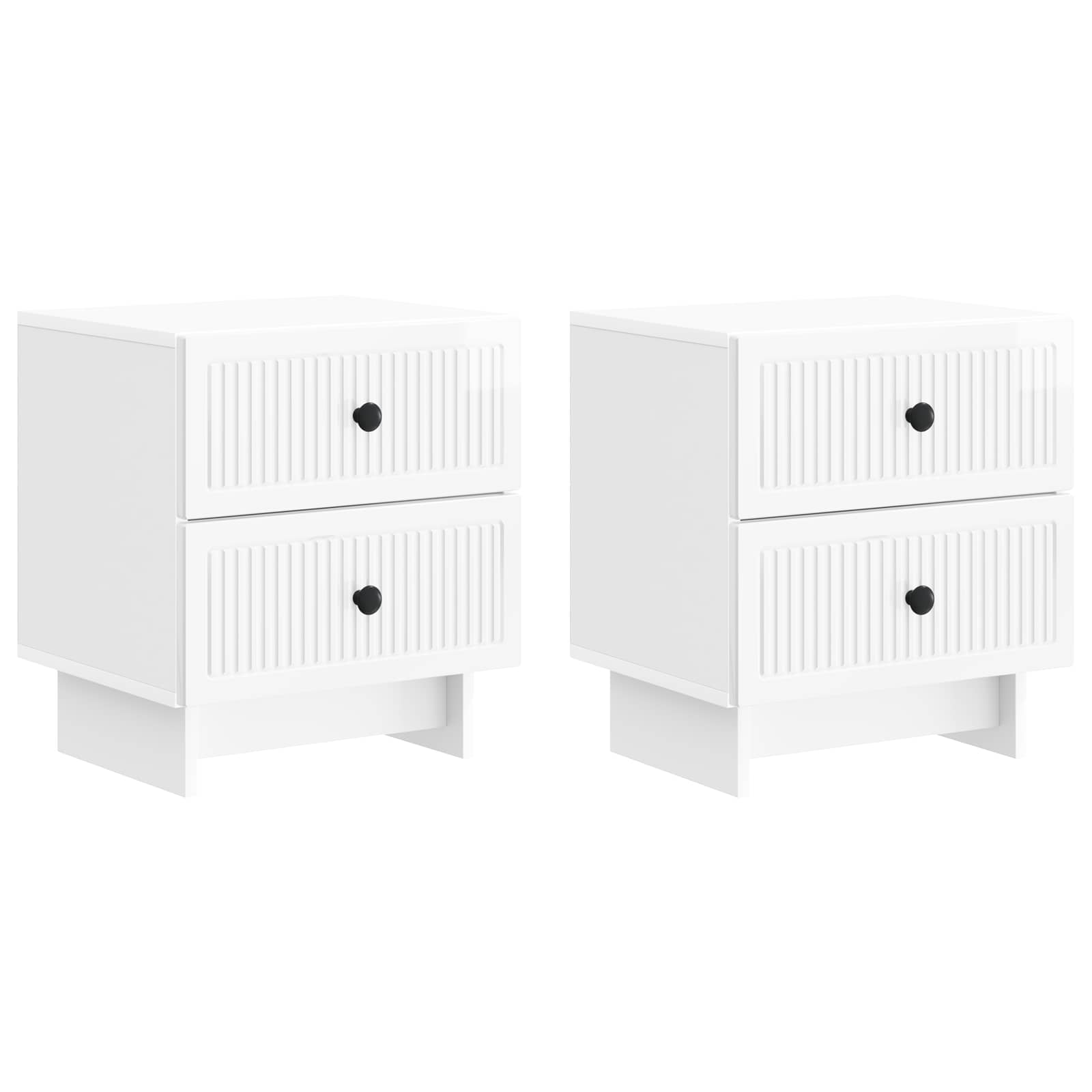 vidaXL Bedside Cabinet 2 pcs High Gloss White 43 x 34.5 x 47.5 cm 2