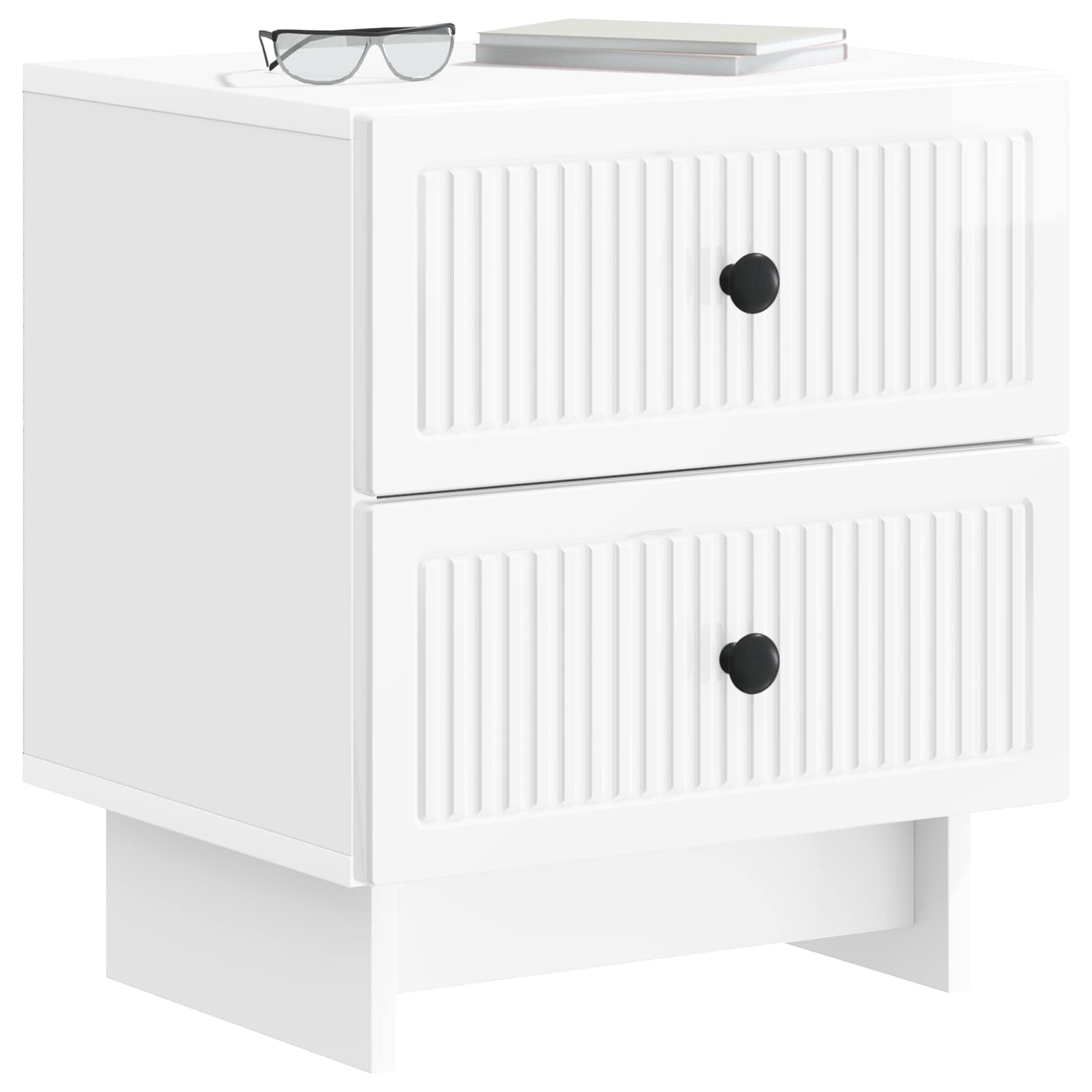 vidaXL Bedside Cabinet 2 pcs High Gloss White 43 x 34.5 x 47.5 cm 3