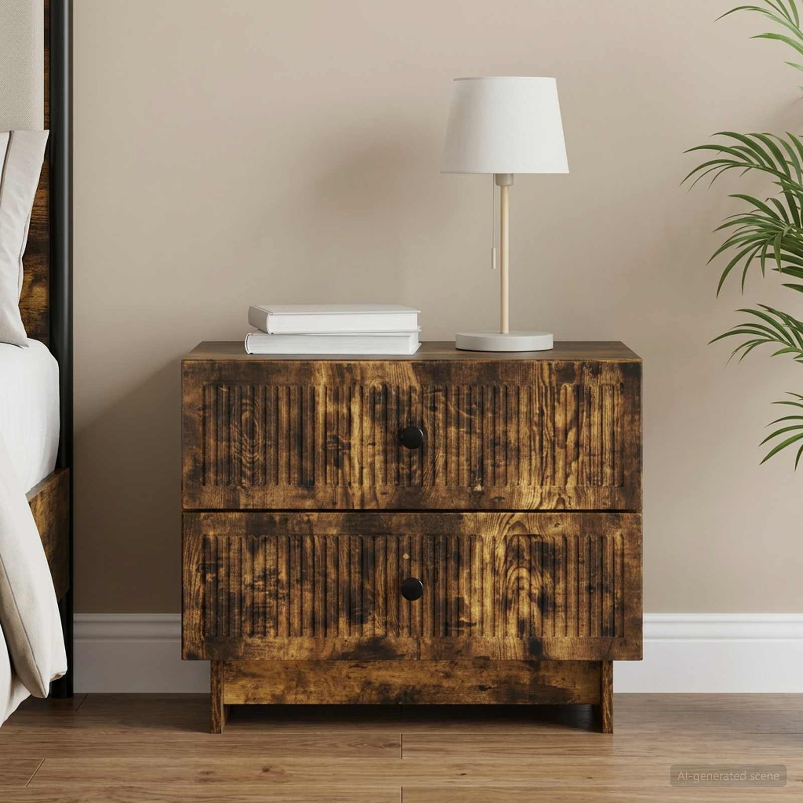 vidaXL Bedside Cabinet Smoked Oak 62 x 34.5 x 47.5 cm Engineered Wood 1