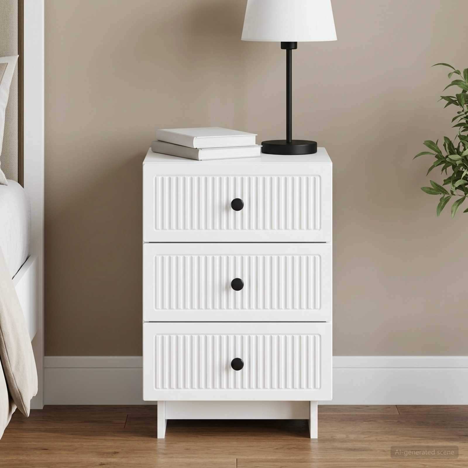 vidaXL Bedside Cabinet White 43 x 41 x 66.5 cm Engineered Wood 1
