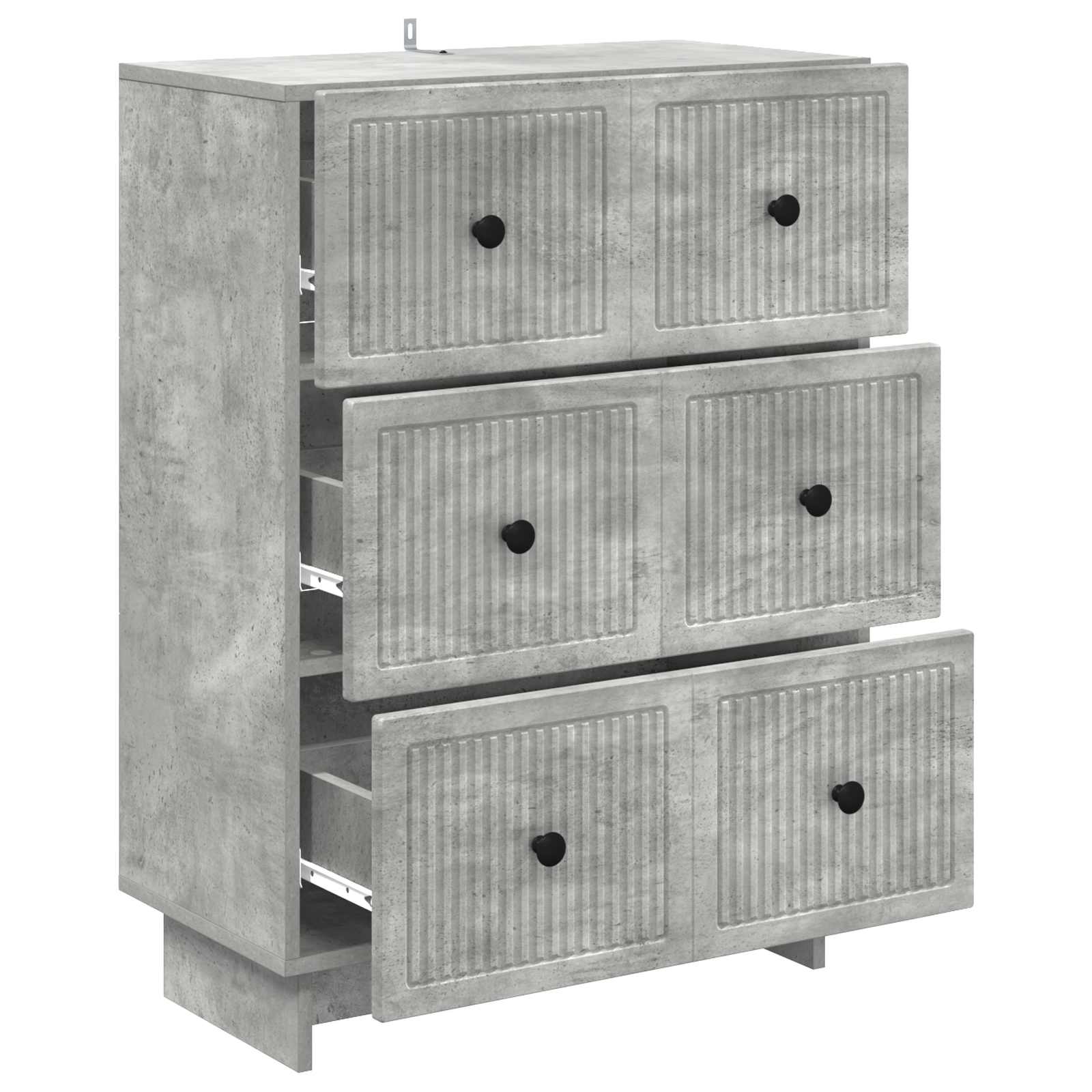 vidaXL Drawer Cabinet 66 x 34.5 x 90 cm Engineered Wood Concrete Grey 5