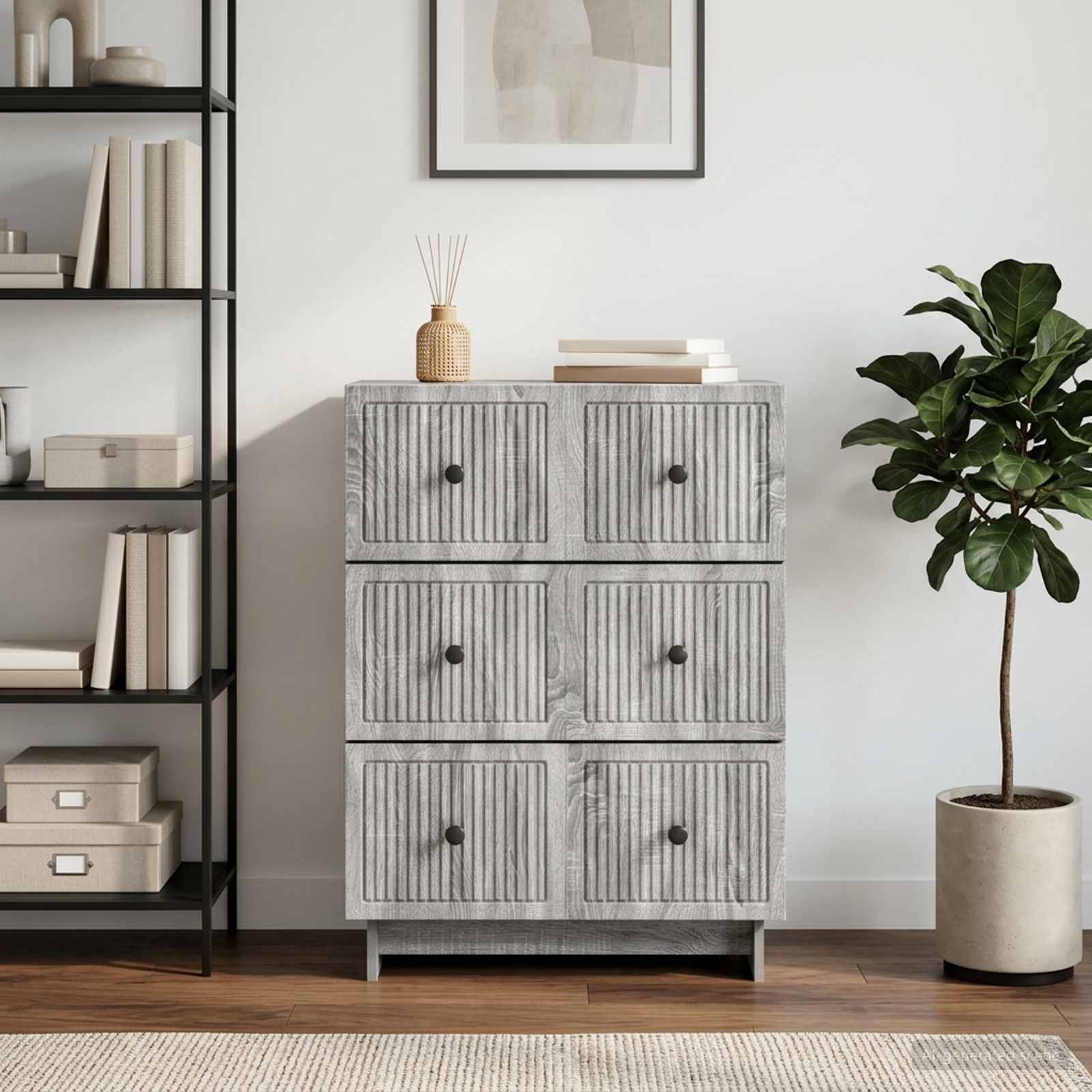 vidaXL Drawer Cabinet 66 x 34.5 x 90 cm Engineered Wood Grey Sonoma 4