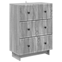 vidaXL Drawer Cabinet 66 x 34.5 x 90 cm Engineered Wood Grey Sonoma 2