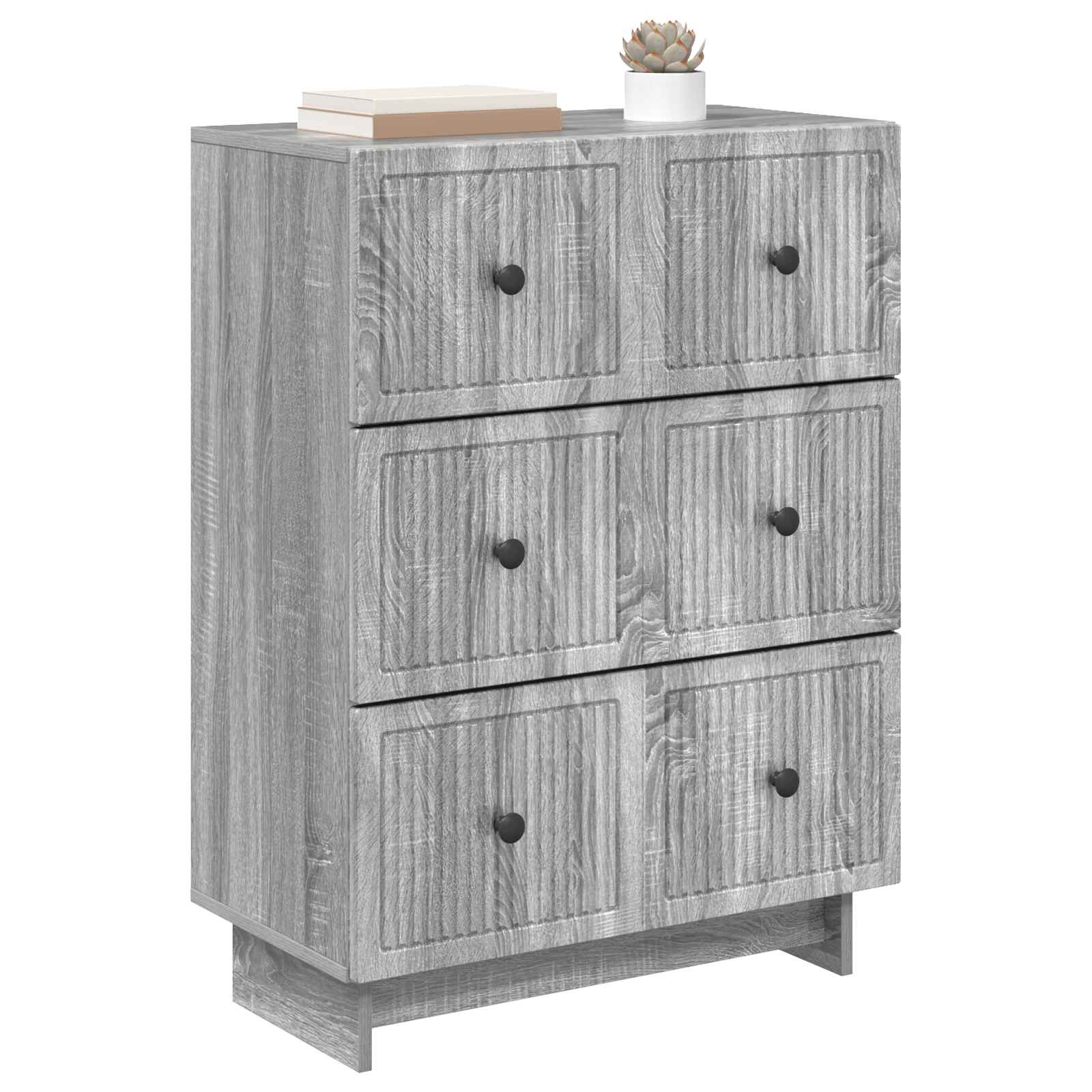 vidaXL Drawer Cabinet 66 x 34.5 x 90 cm Engineered Wood Grey Sonoma 3