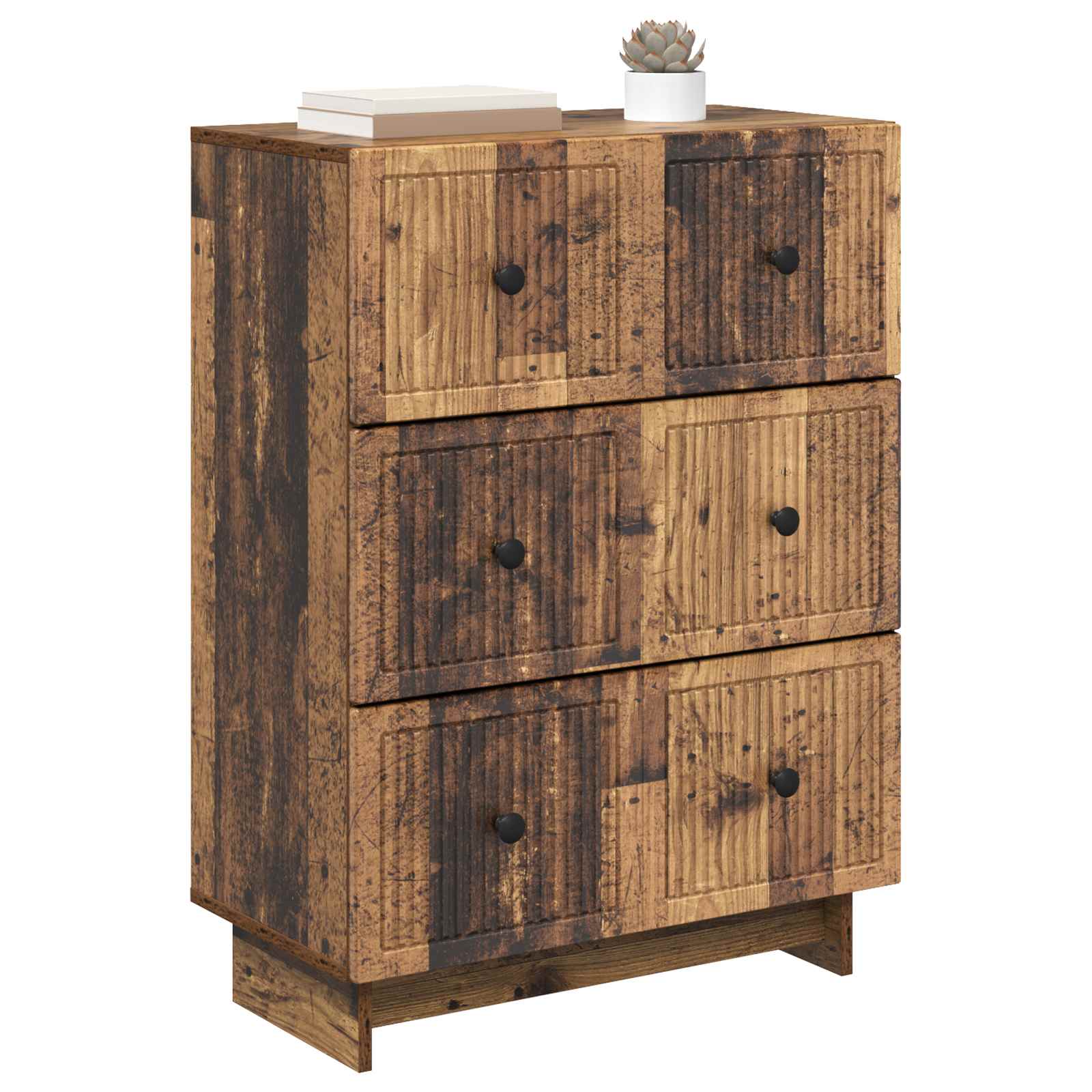 vidaXL Drawer Cabinet 66 x 34.5 x 90 cm Engineered Wood Old Wood 3