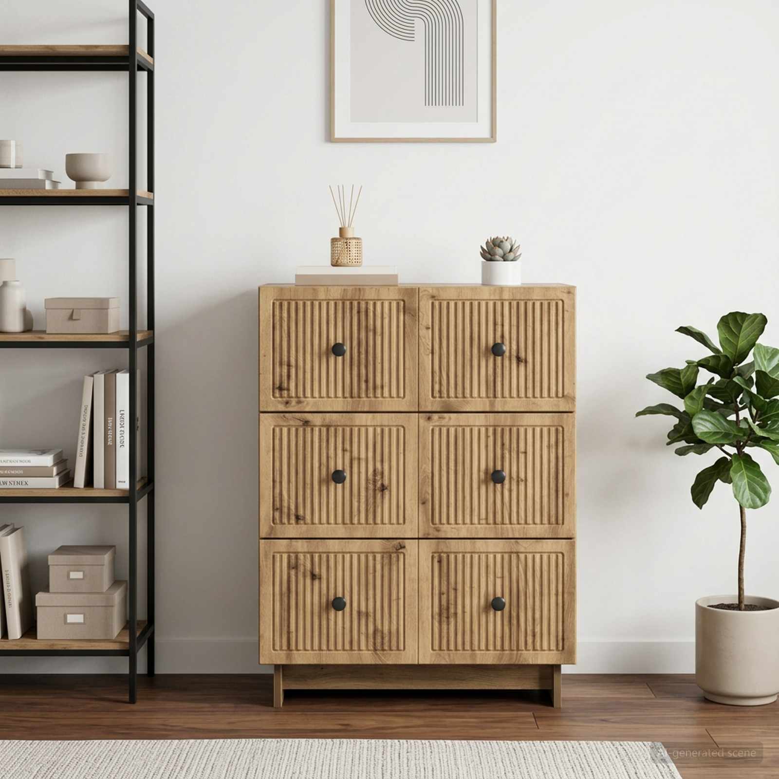 vidaXL Drawer Cabinet 66 x 34.5 x 90 cm Engineered Wood Artisan Oak 4
