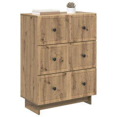 vidaXL Drawer Cabinet 66 x 34.5 x 90 cm Engineered Wood Artisan Oak 3
