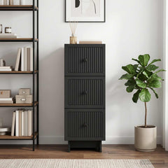 vidaXL Drawer Cabinet Black 33 x 34.5 x 90 cm Engineered Wood 4