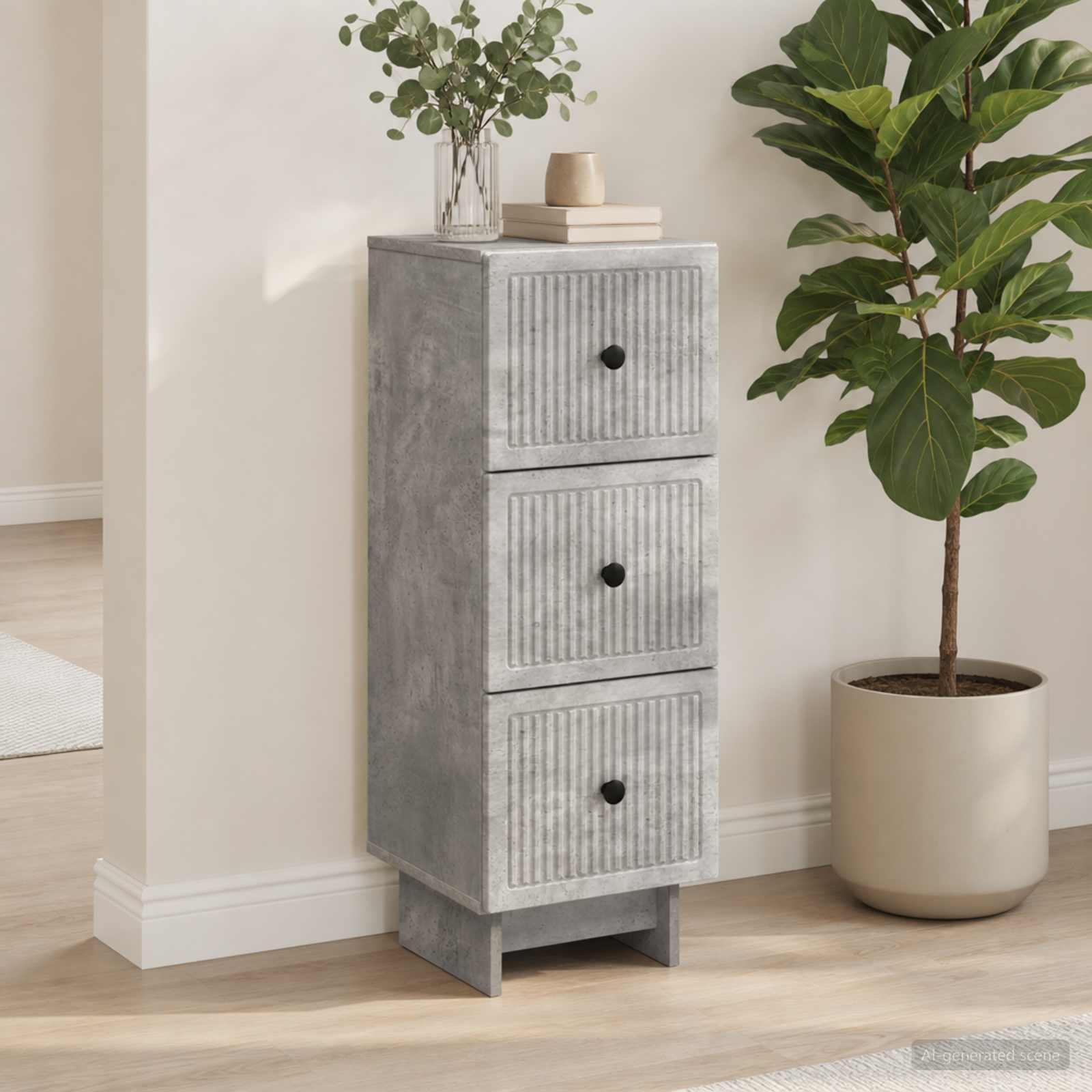 vidaXL Drawer Cabinet Concrete Grey 33 x 34.5 x 90 cm Engineered Wood 1