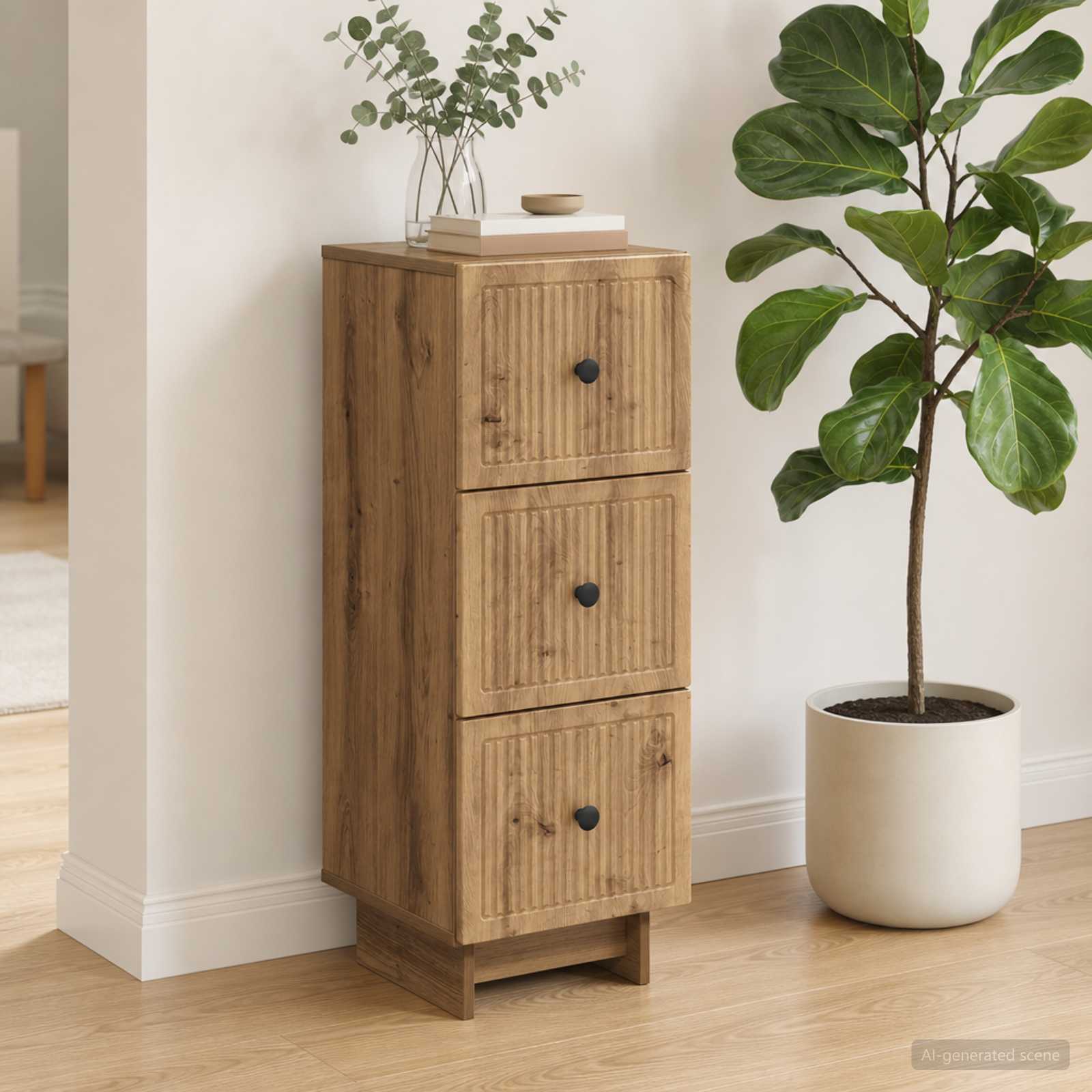 vidaXL Drawer Cabinet 33 x 34.5 x 90 cm Engineered Wood Artisan Oak 1