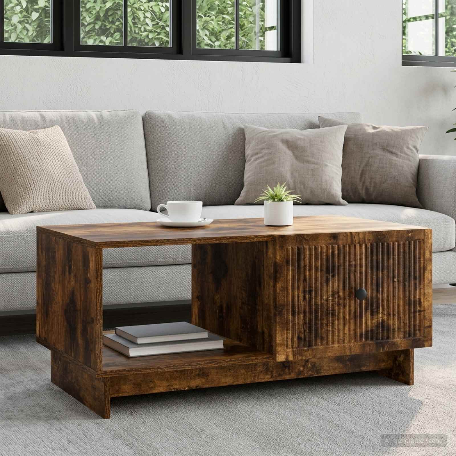 vidaXL Coffee Table Smoked Oak 90 x 50 x 40 cm Engineered Wood 1