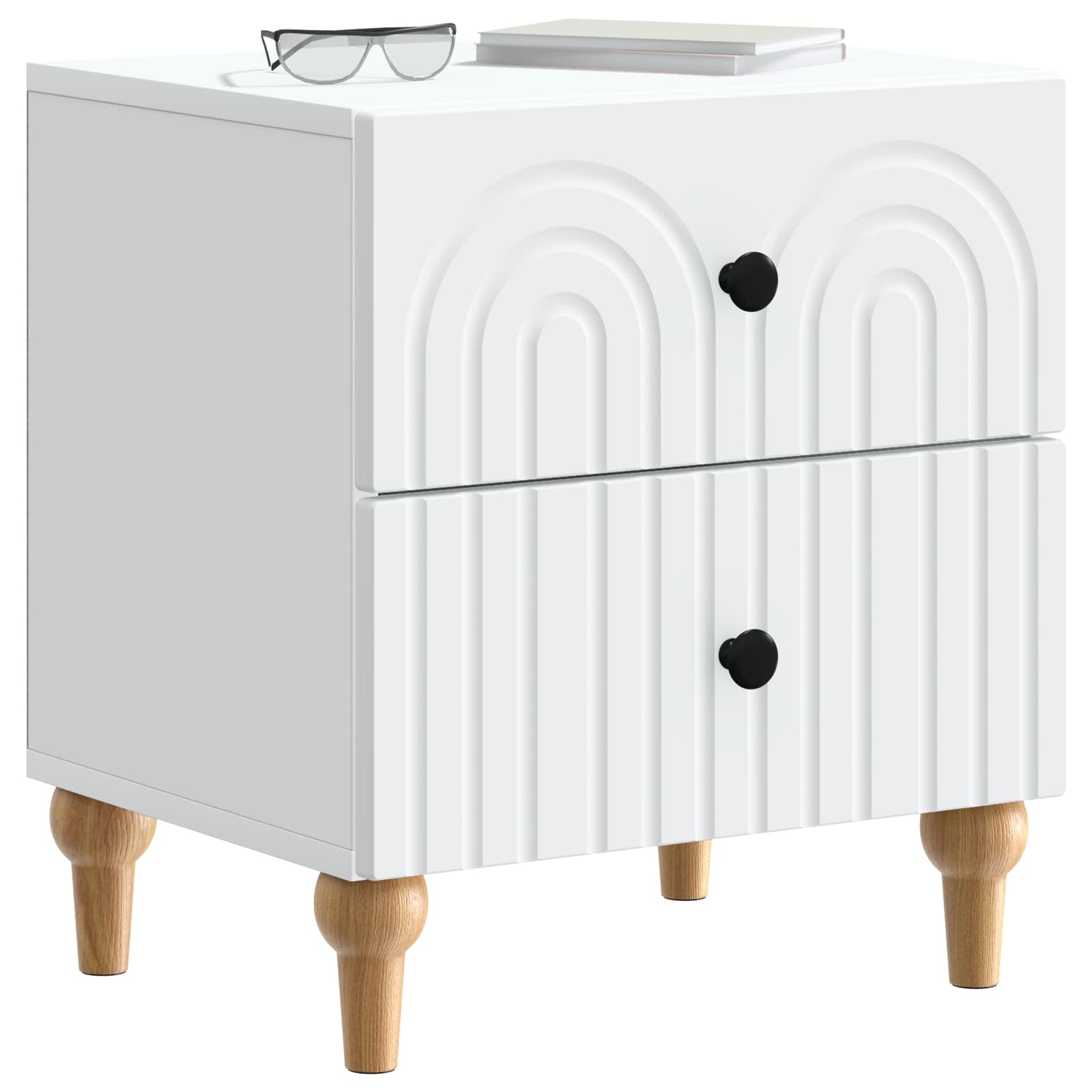 vidaXL Bedside Cabinet 2 pcs White 43 x 34.5 x 48 cm Engineered Wood 3