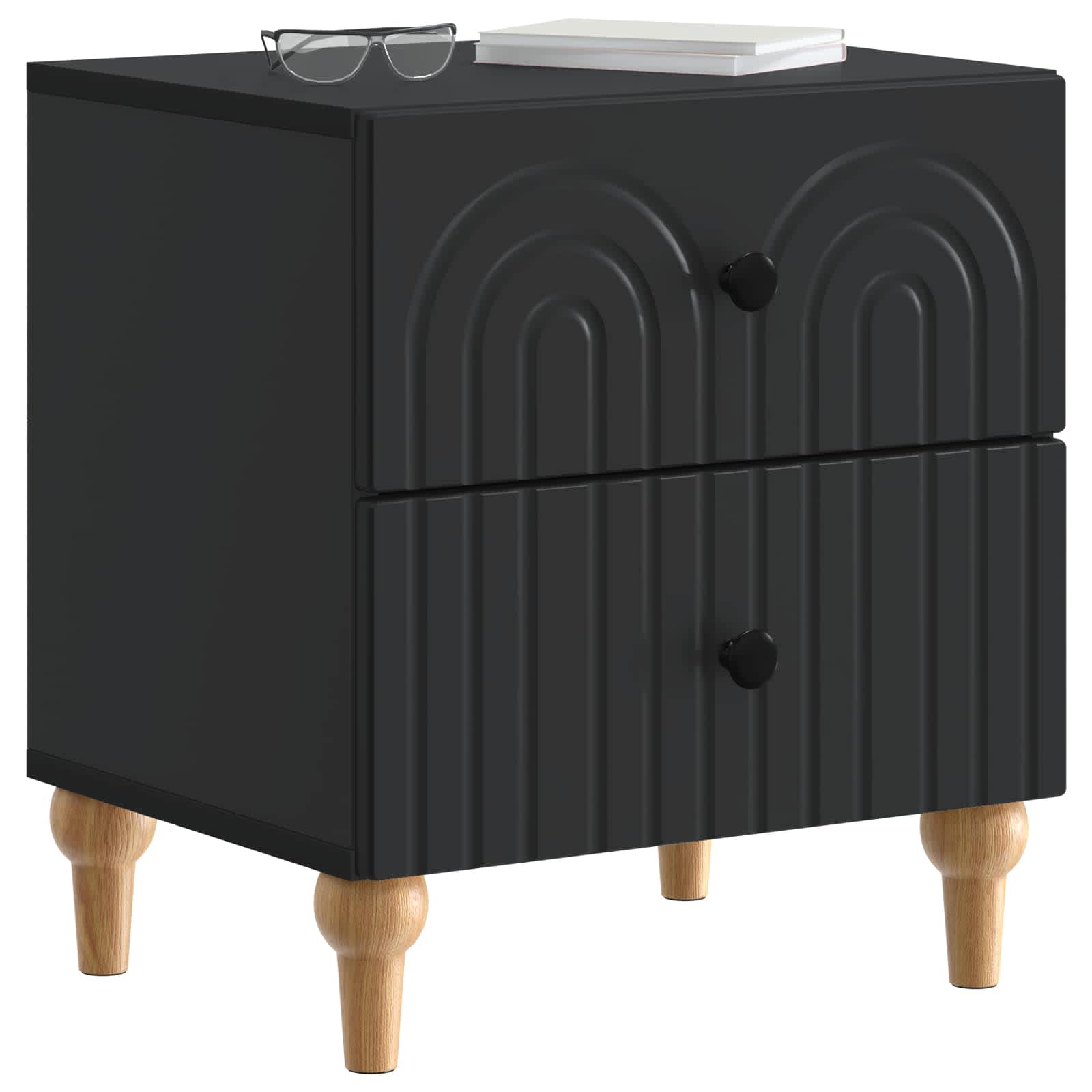 vidaXL Bedside Cabinet Black 43 x 34.5 x 48 cm Engineered Wood 3