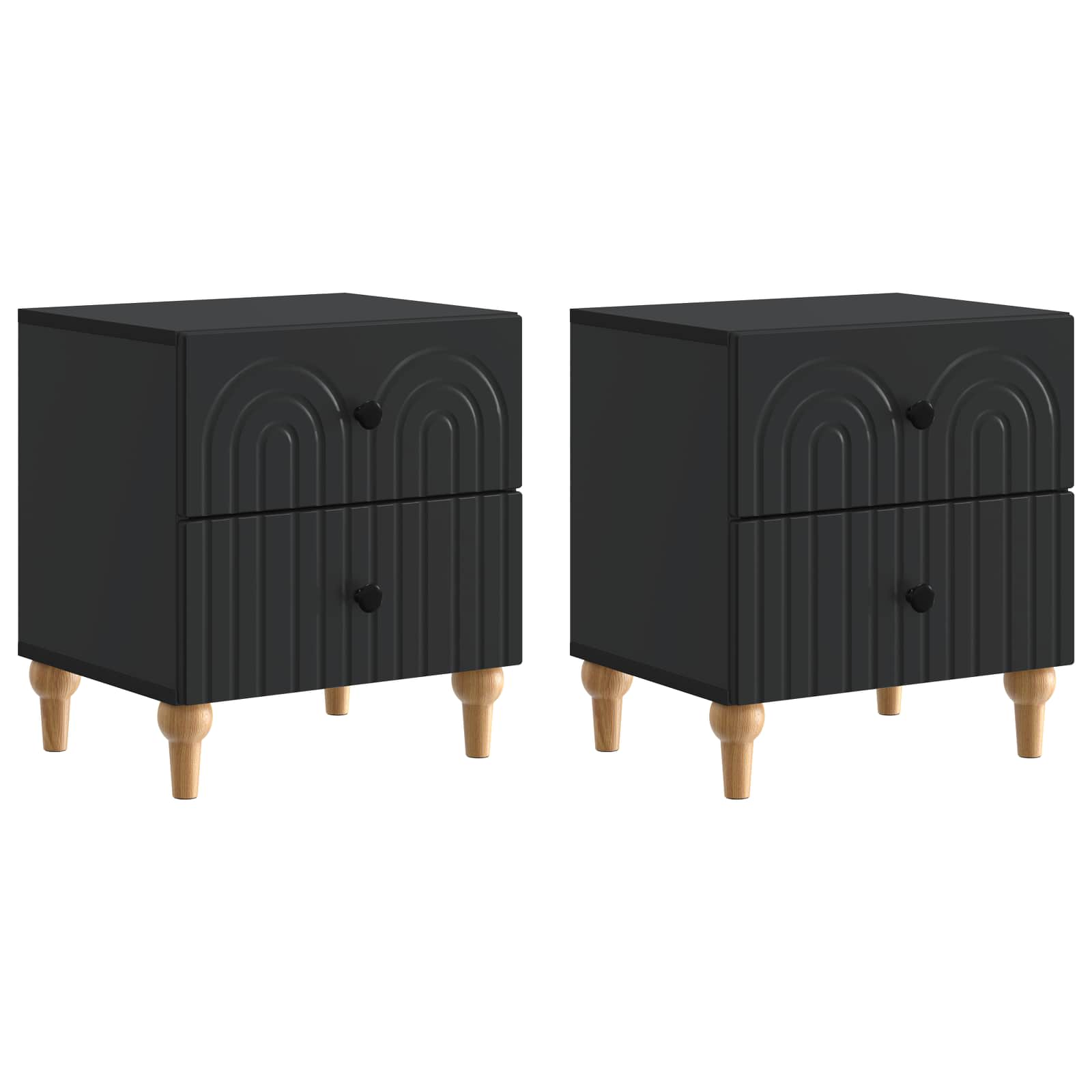 vidaXL Bedside Cabinet 2 pcs Black 43 x 34.5 x 48 cm Engineered Wood 2