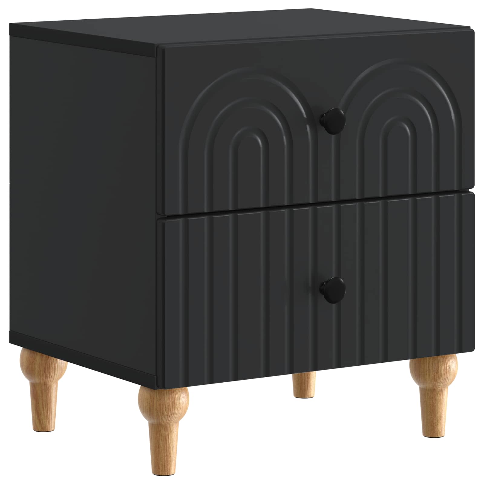 vidaXL Bedside Cabinet 2 pcs Black 43 x 34.5 x 48 cm Engineered Wood 5