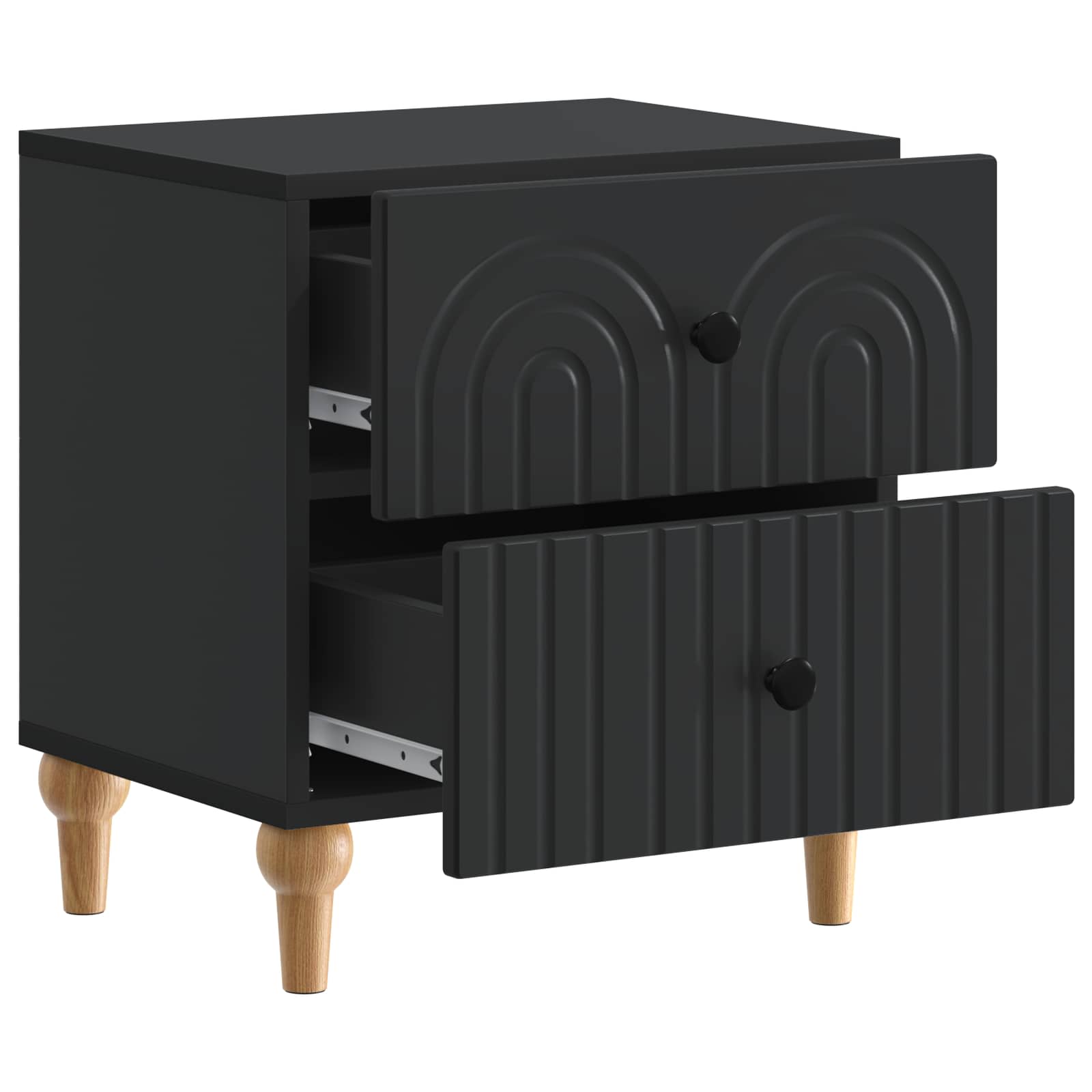 vidaXL Bedside Cabinet 2 pcs Black 43 x 34.5 x 48 cm Engineered Wood 6