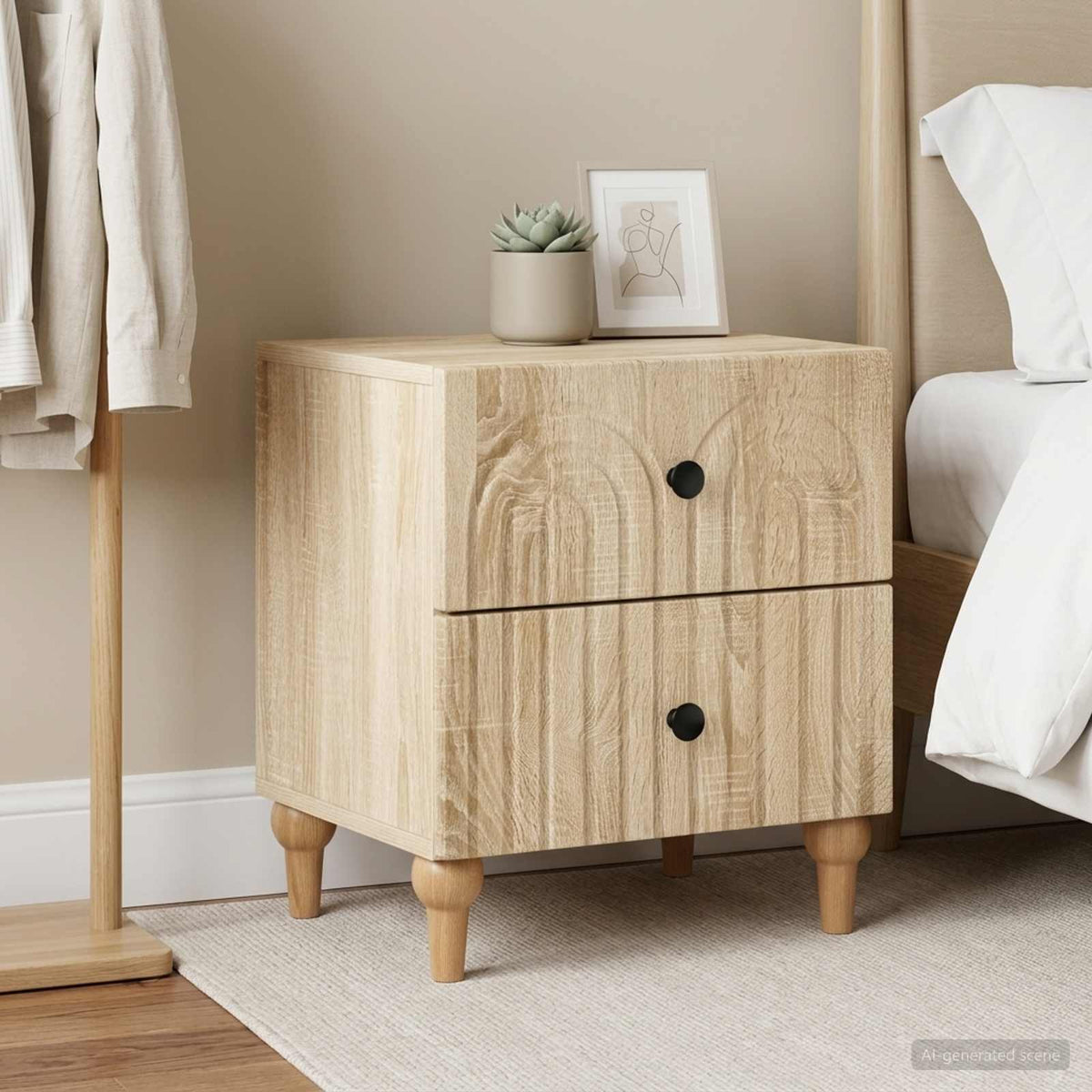 vidaXL Bedside Cabinet 2 pcs Sonoma Oak 43 x 34.5 x 48 cm 1